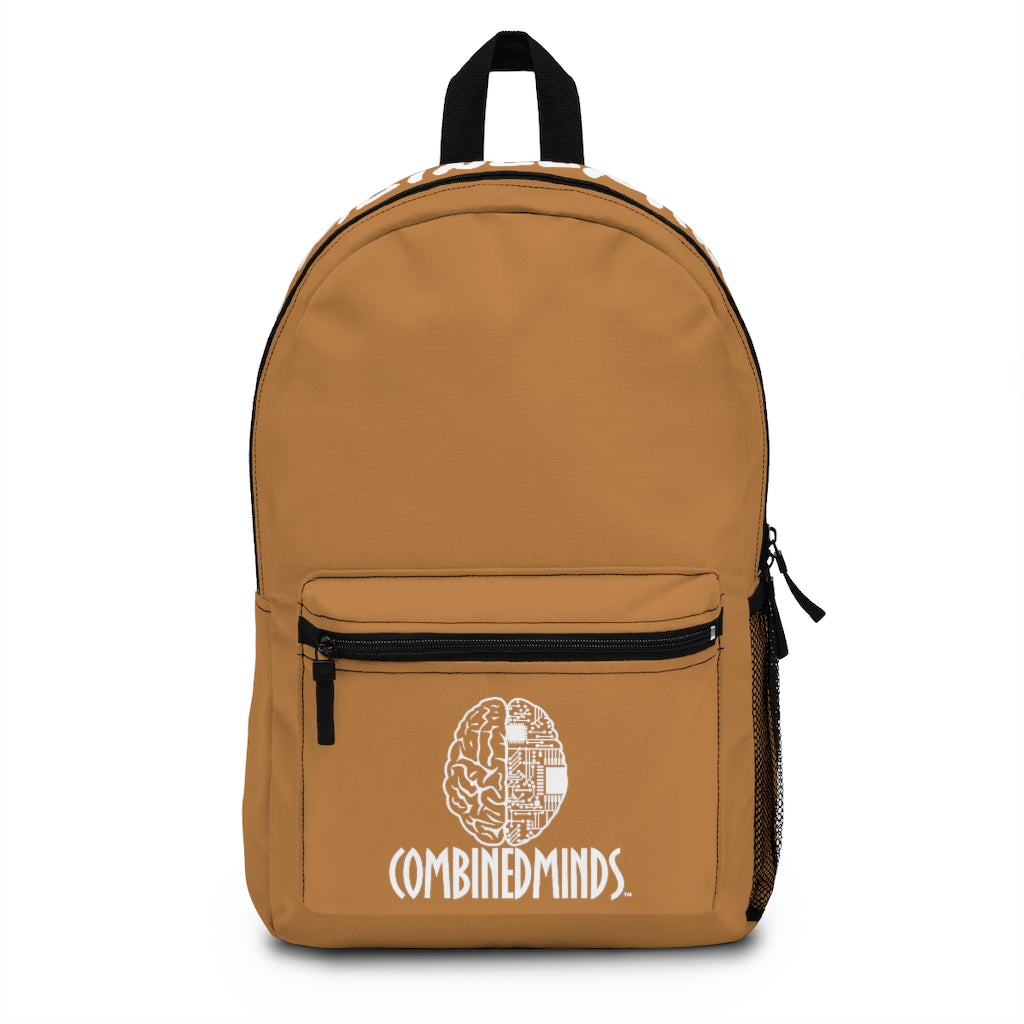 CombinedMinds Backpack - Light Brown White Logo