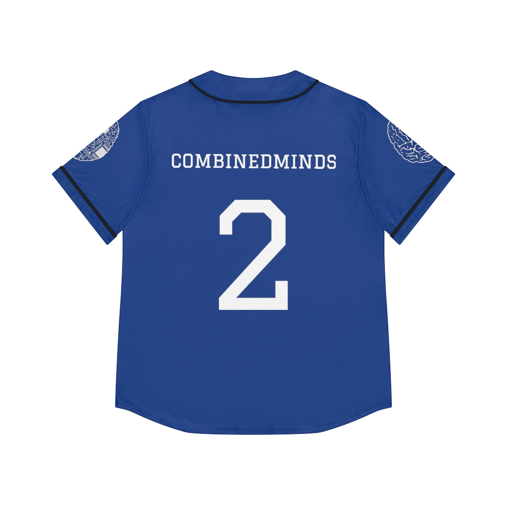 CombinedMinds Women's Baseball Jersey - White Logo Royal Blue