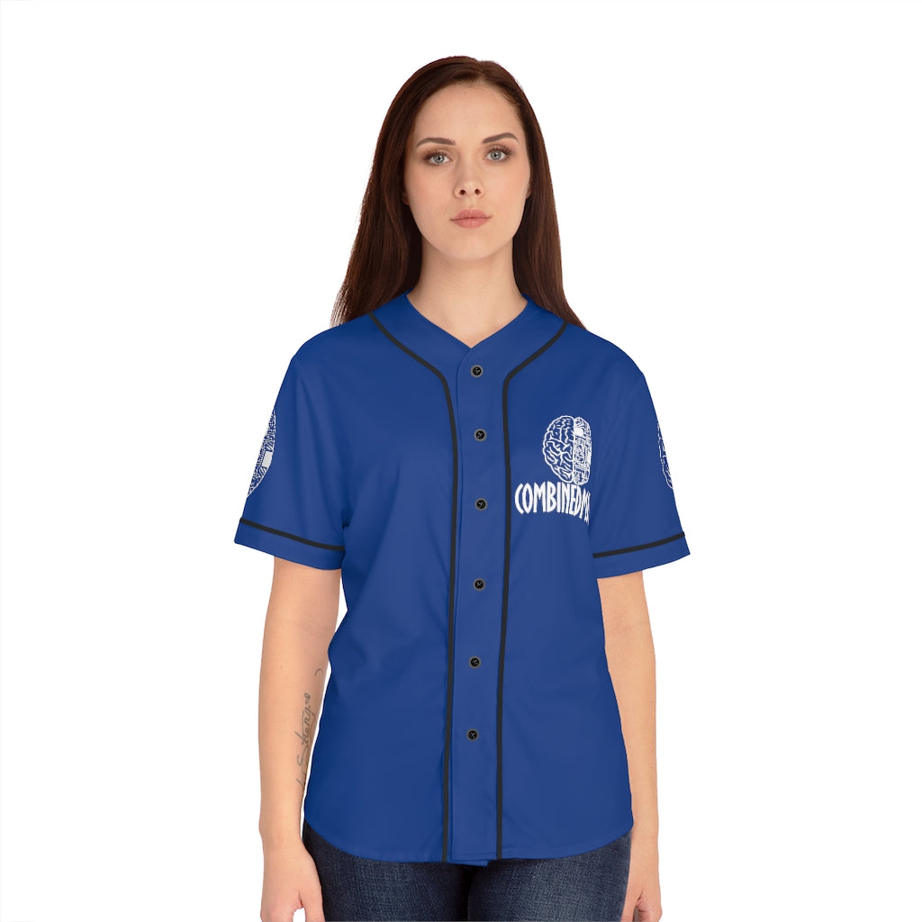 CombinedMinds Women's Baseball Jersey - White Logo Royal Blue