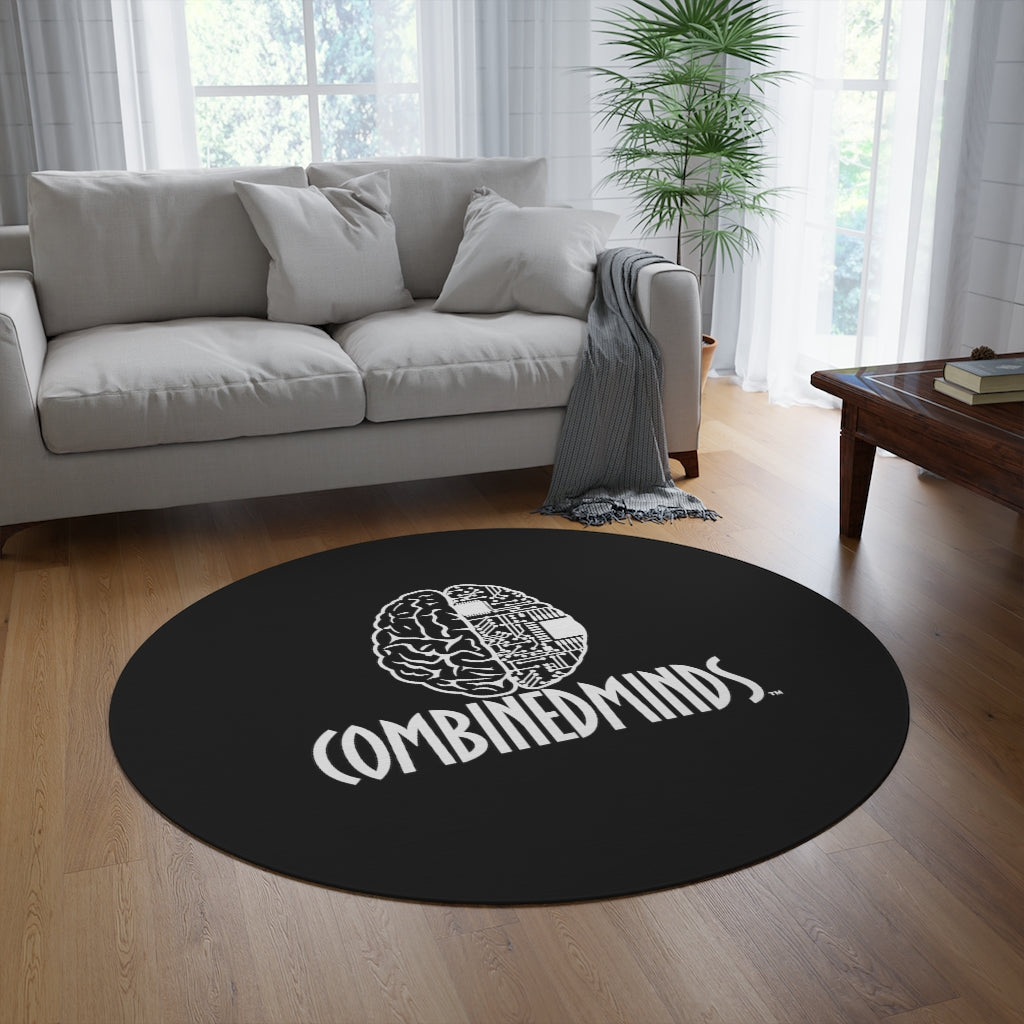 CombinedMinds Round Rug - Black/White Logo