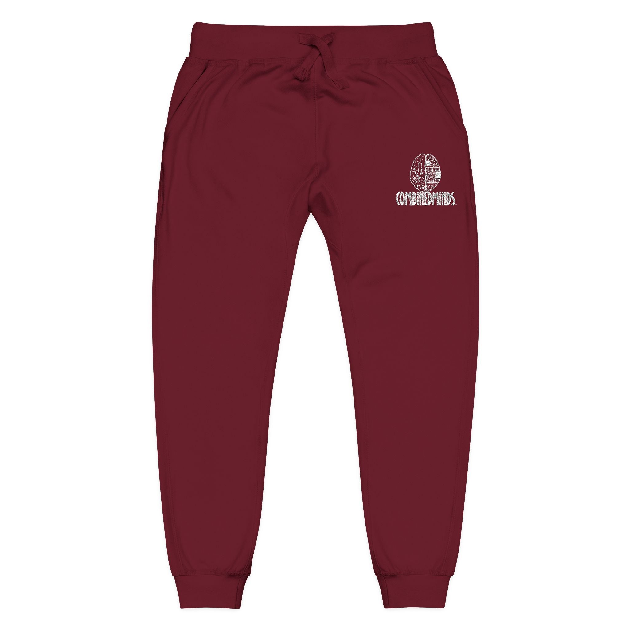 CombinedMinds Unisex Fleece Sweatpants (Embroidery) White Logo