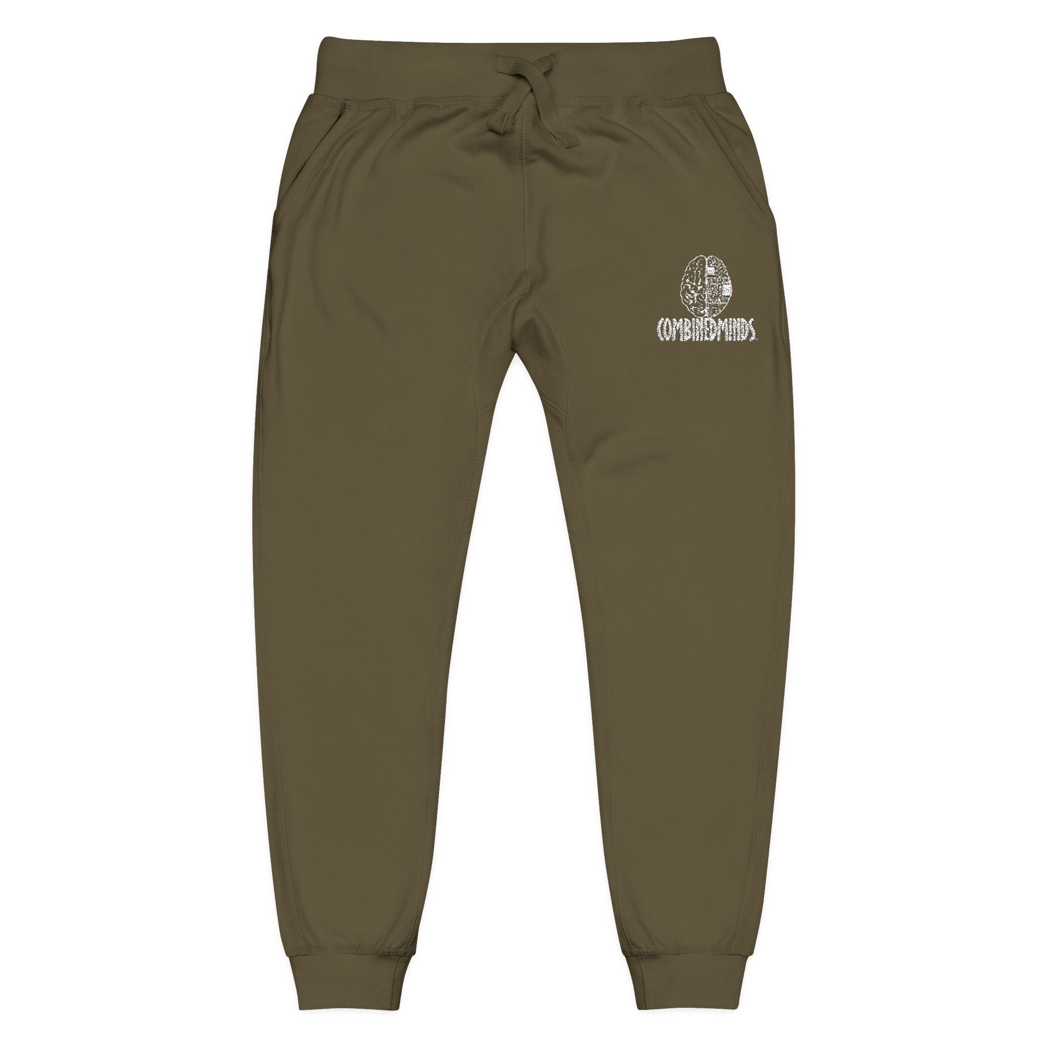 CombinedMinds Unisex Fleece Sweatpants (Embroidery) White Logo