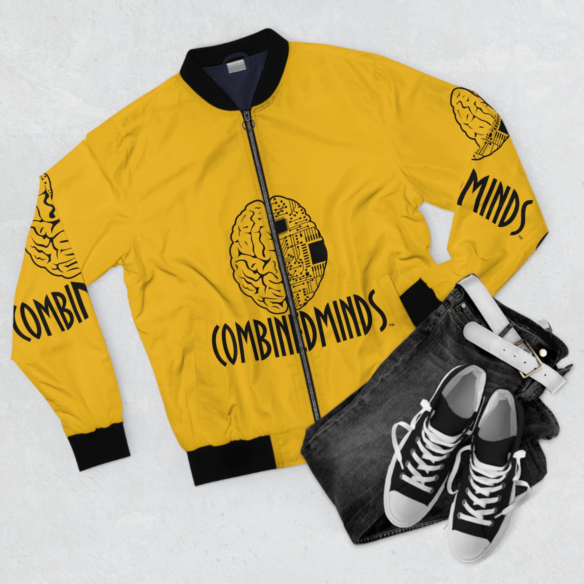 CombinedMinds Bomber Jacket - Yellow/Black Logo