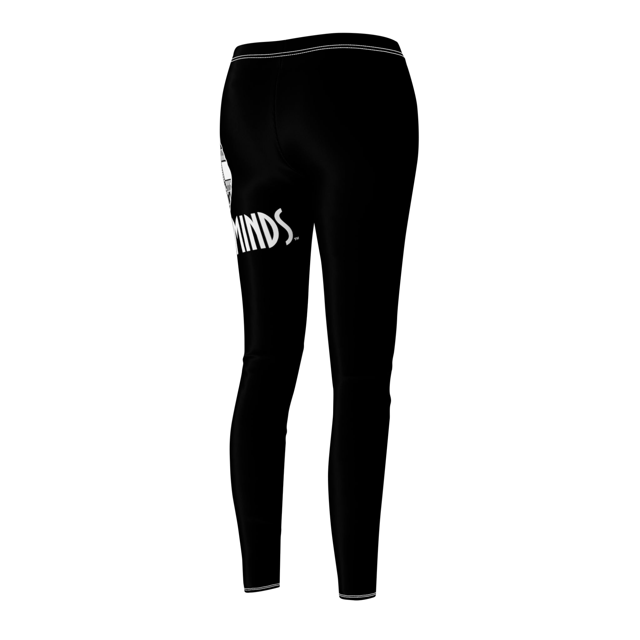 CombinedMinds Women's Cut & Sew Casual Leggings-Black/White Logo