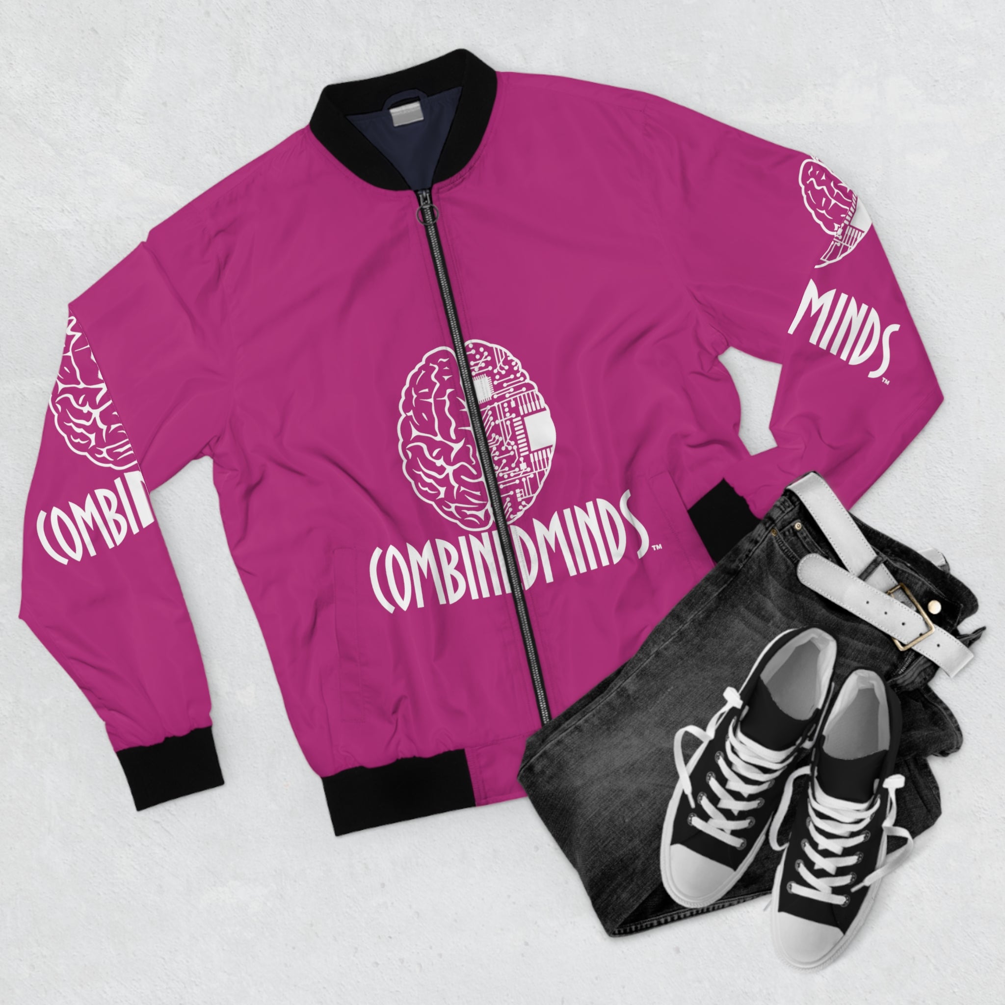 CombinedMinds Bomber Jacket - Pink/White Logo