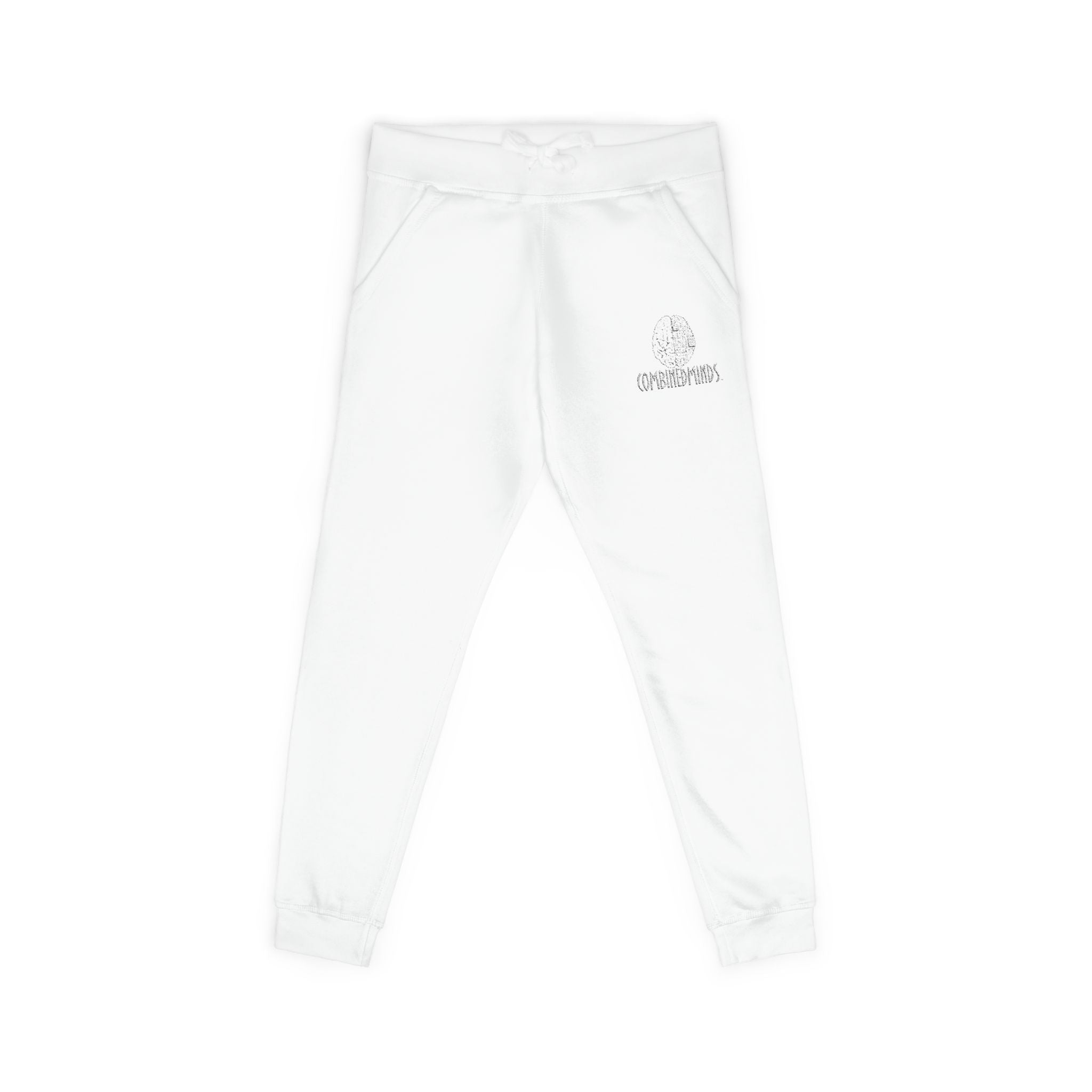 CombinedMinds Unisex Fleece Sweatpants (Embroidery) White Logo