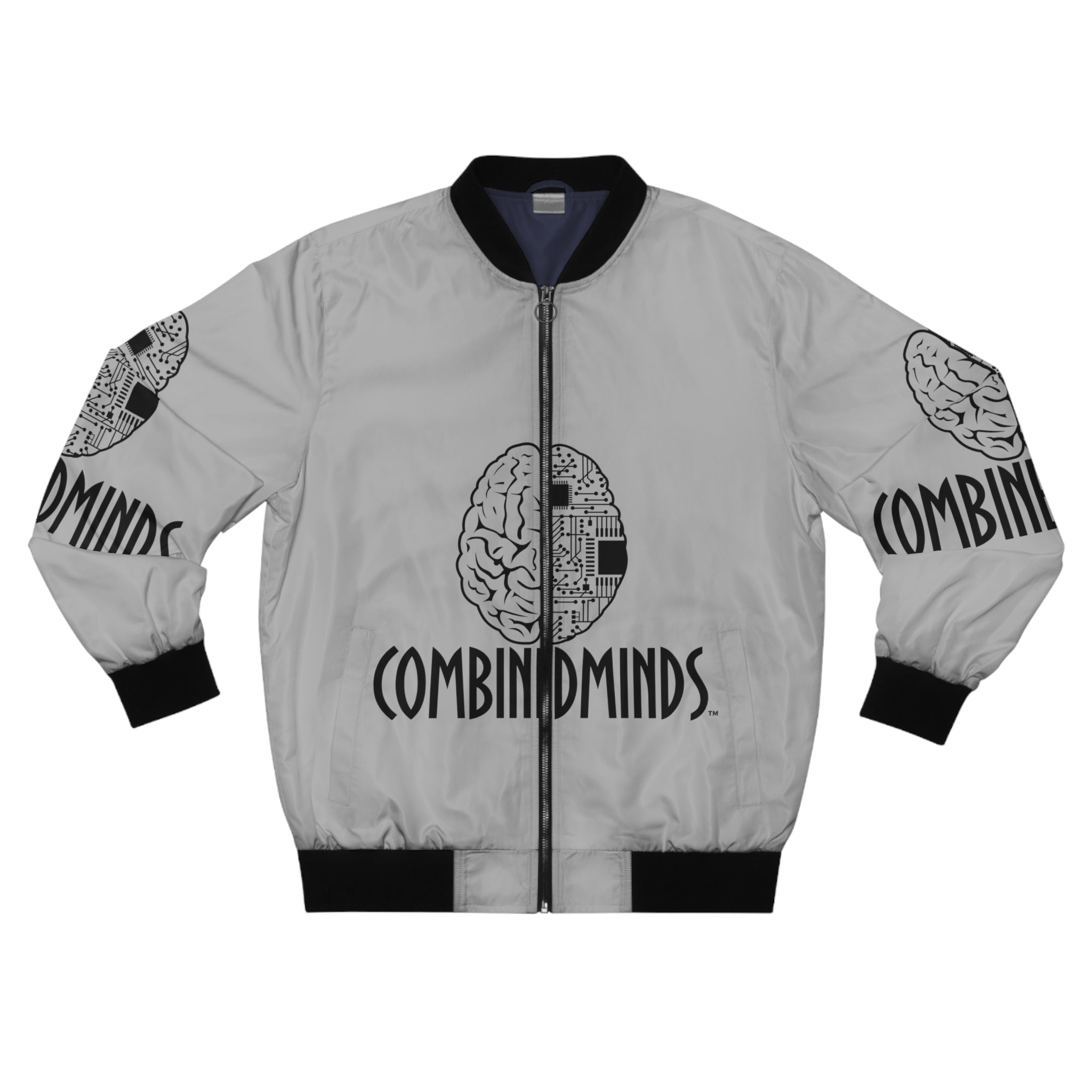 CombinedMinds Bomber Jacket - Light Grey/Black Logo