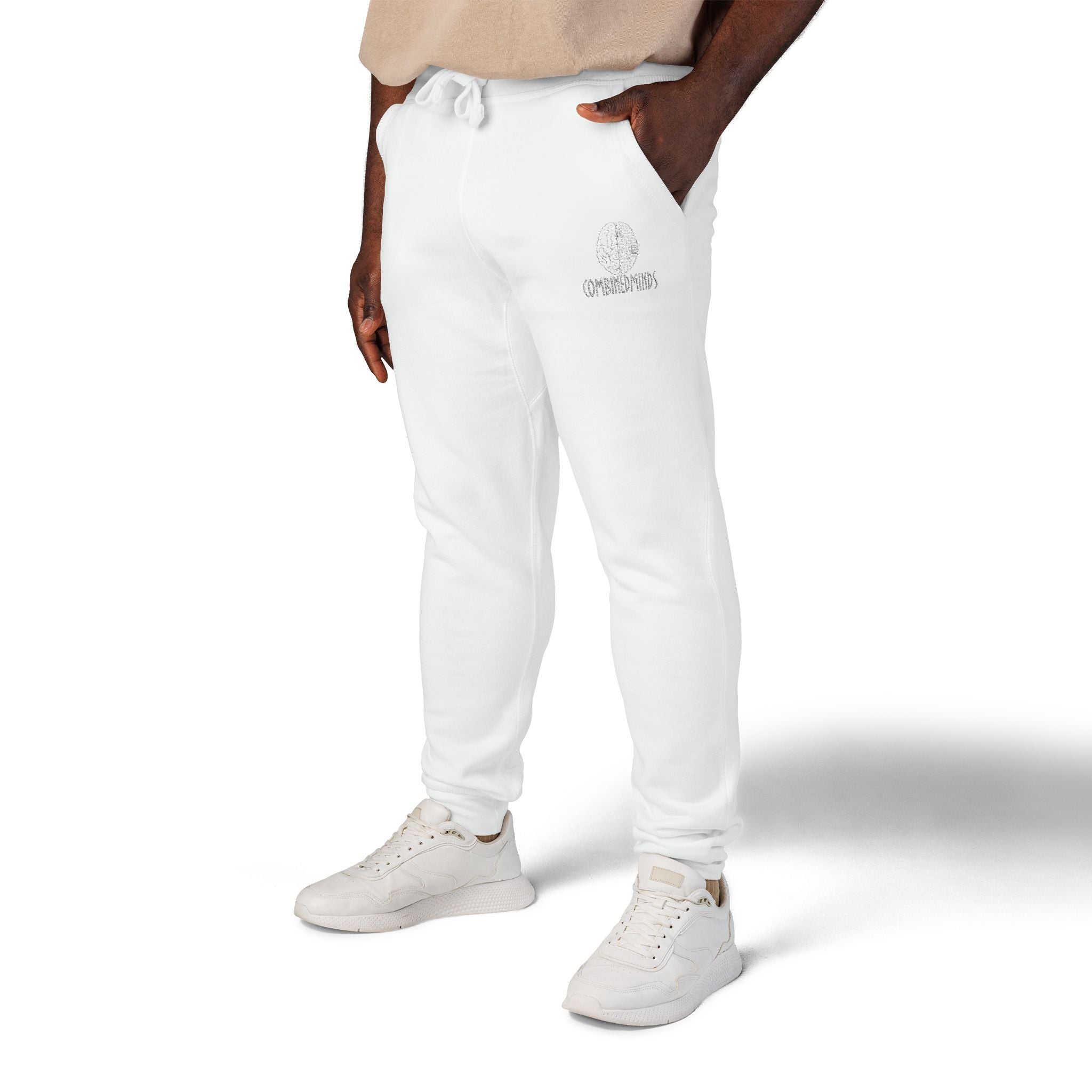 CombinedMinds Unisex Fleece Sweatpants (Embroidery) White Logo