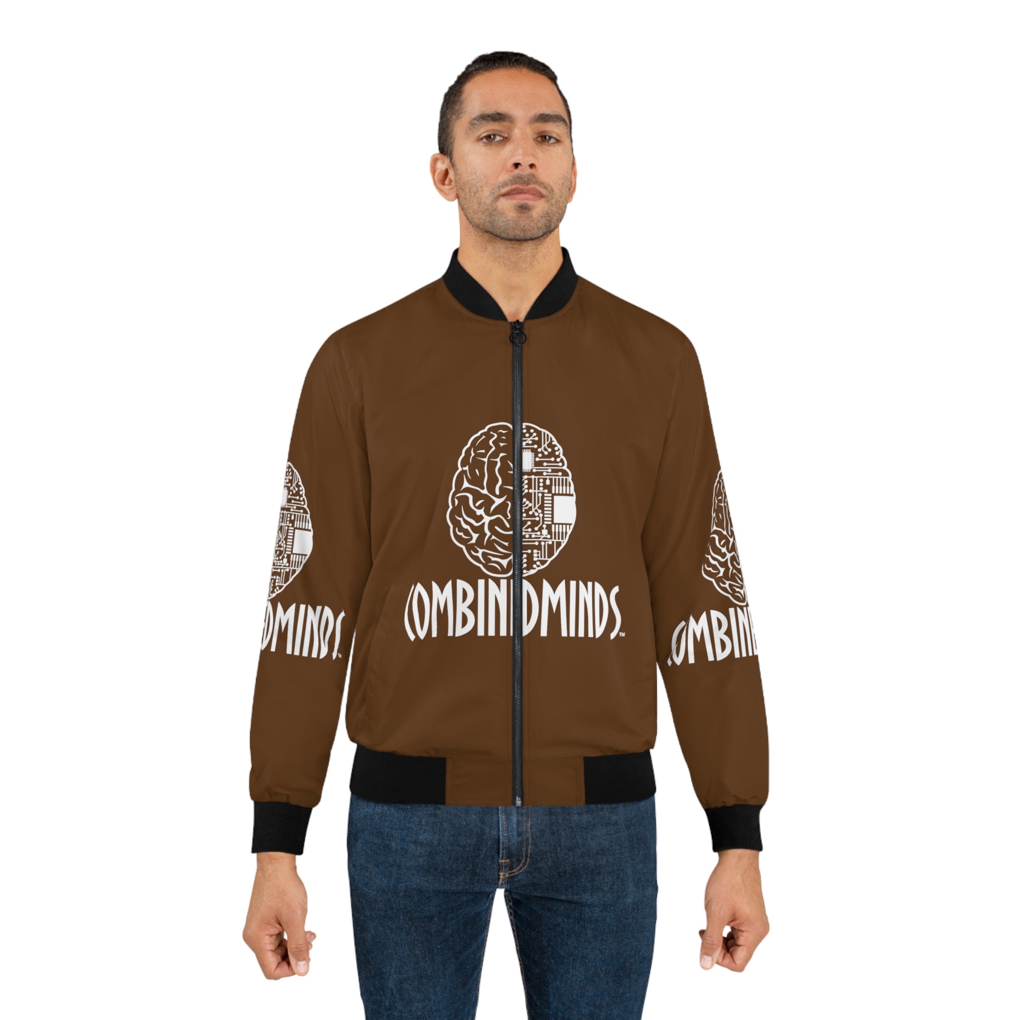 CombinedMinds Bomber Jacket - Brown/White Logo