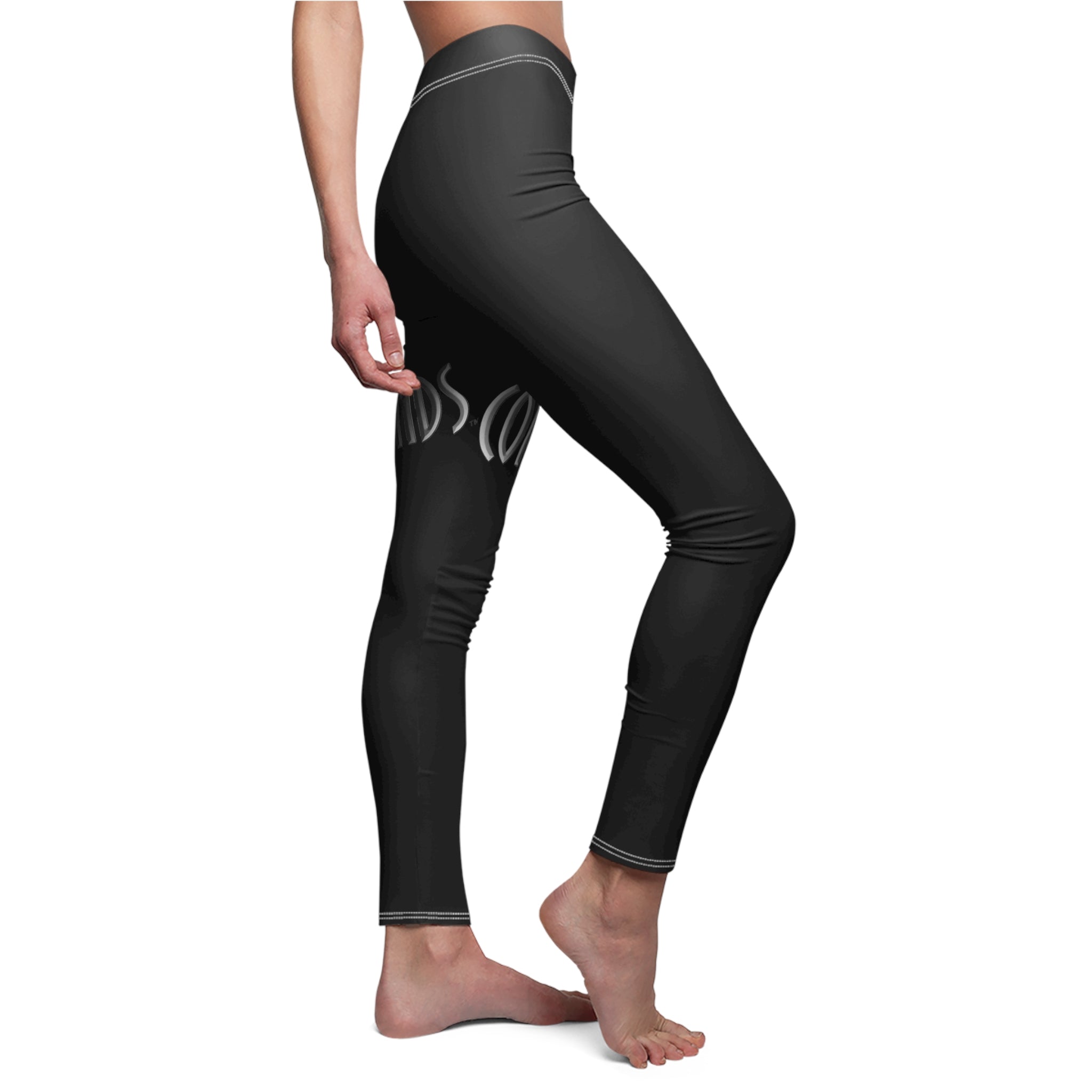 CombinedMinds Women's Cut & Sew Casual Leggings- Black/Color Logo