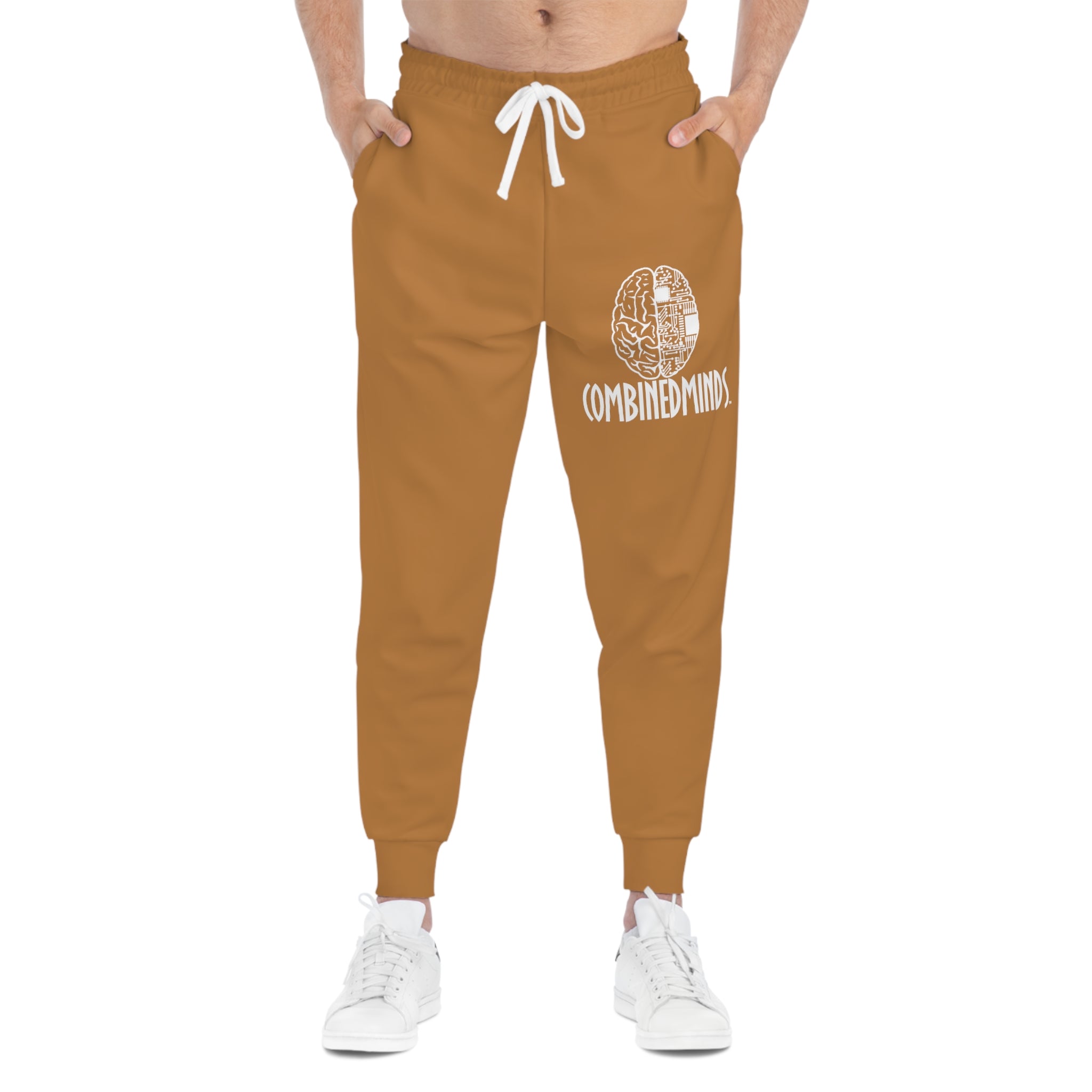 CombinedMinds Athletic Joggers Light Brown/White Logo