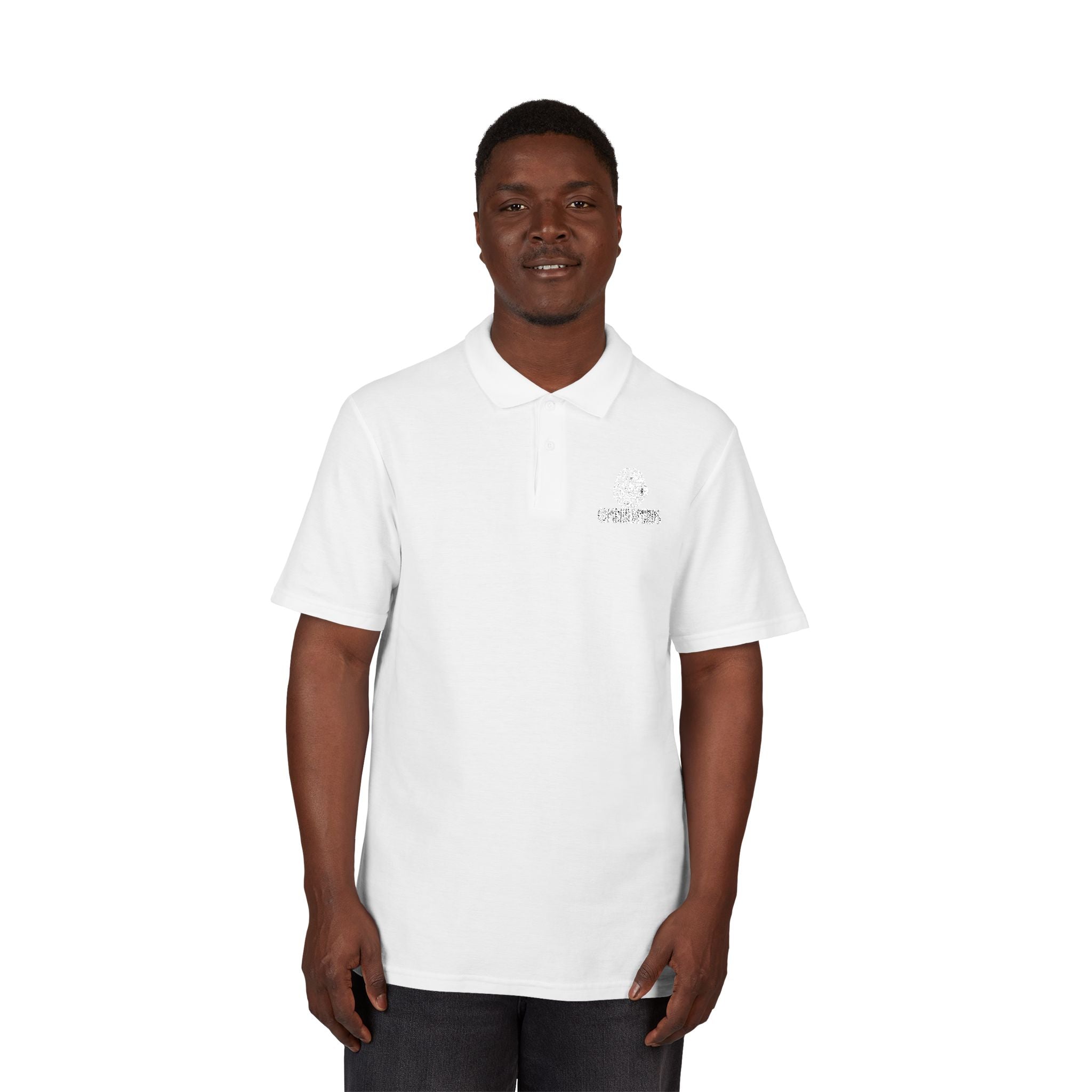 CombinedMinds Embroidered Unisex Pique Polo Shirt - White Logo