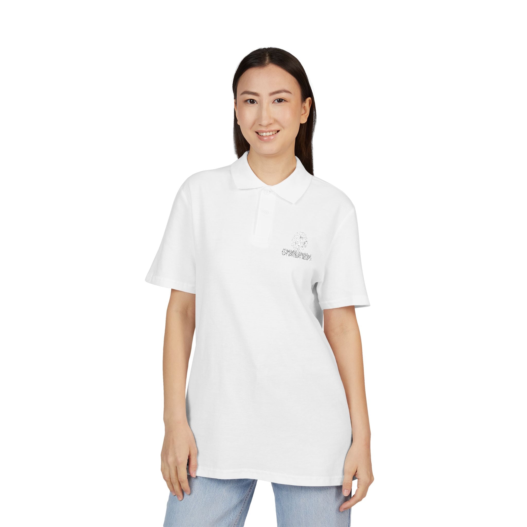 CombinedMinds Embroidered Unisex Pique Polo Shirt - White Logo