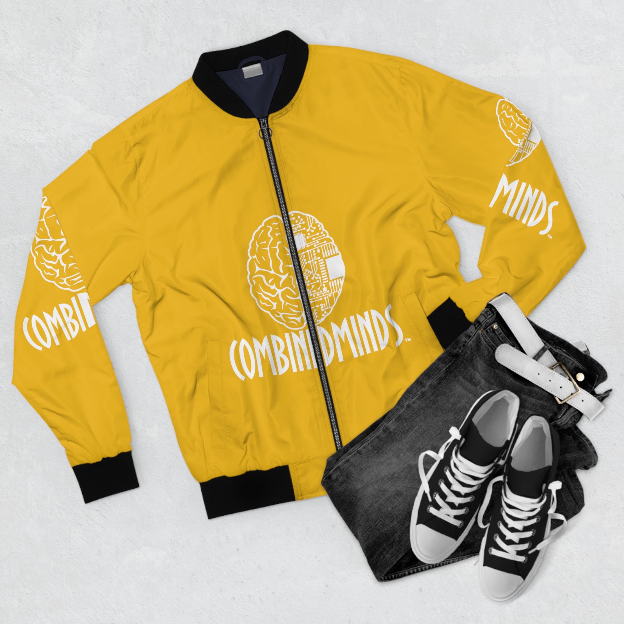 CombinedMinds Bomber Jacket - Yellow/White Logo