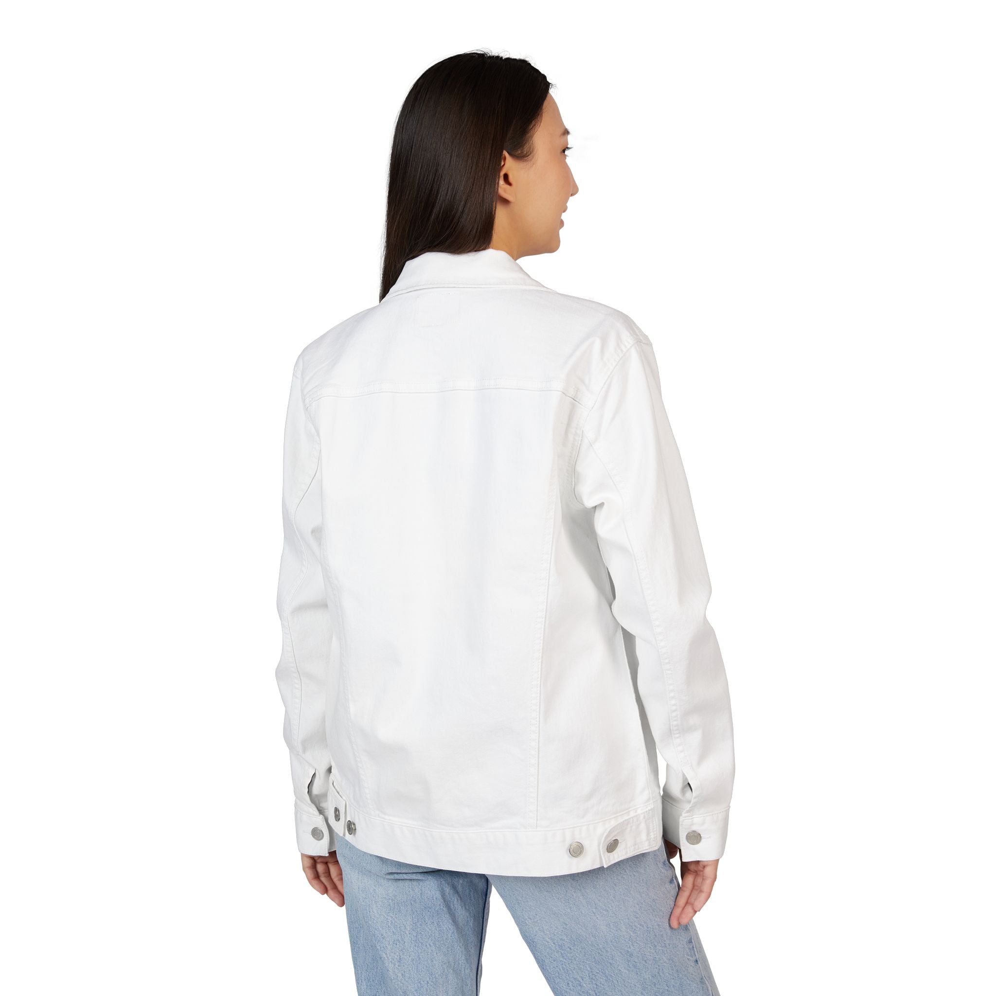 Embroidery CombinedMinds Unisex Denim Jacket with Black Logo, Casual Style, Streetwear