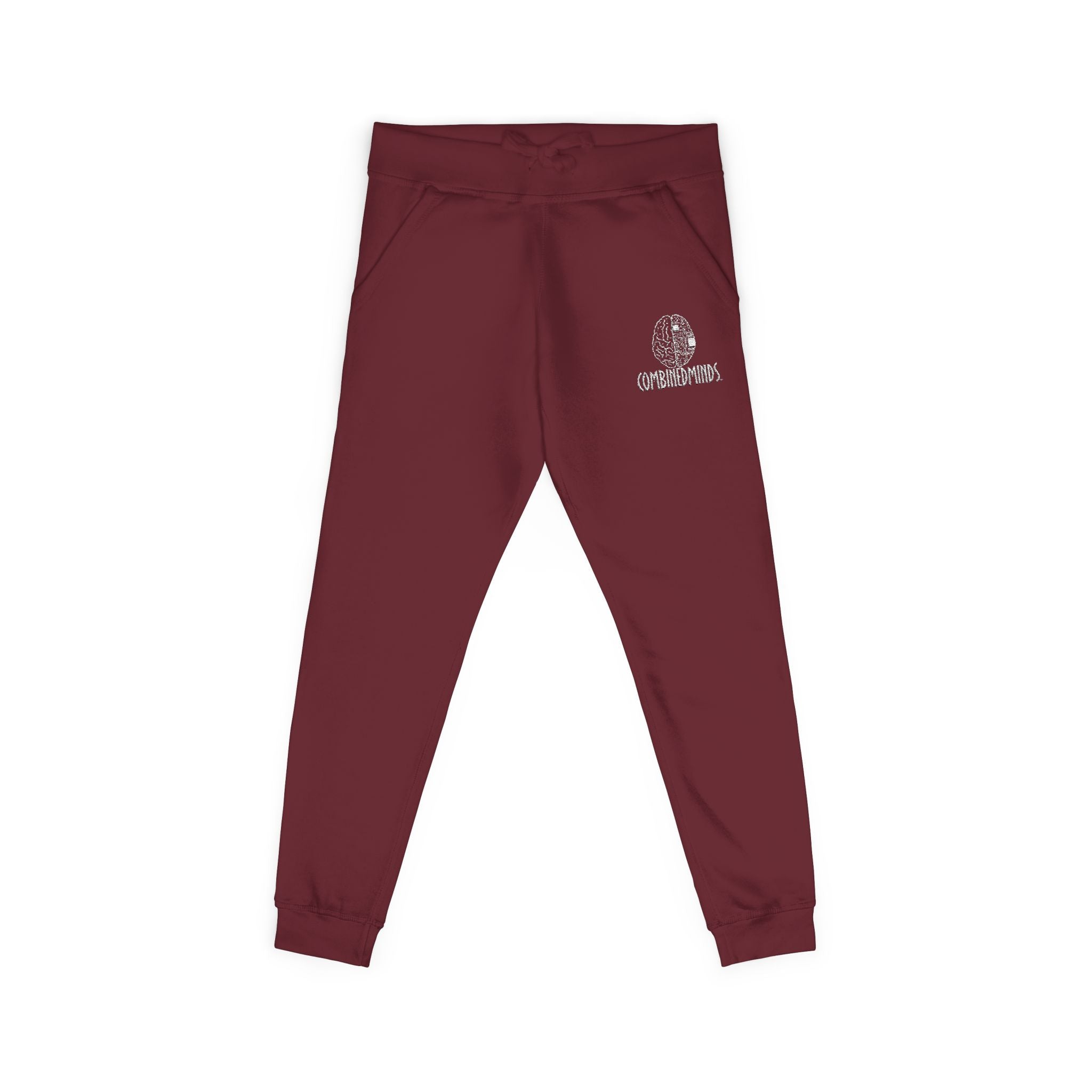 CombinedMinds Unisex Fleece Sweatpants (Embroidery) White Logo