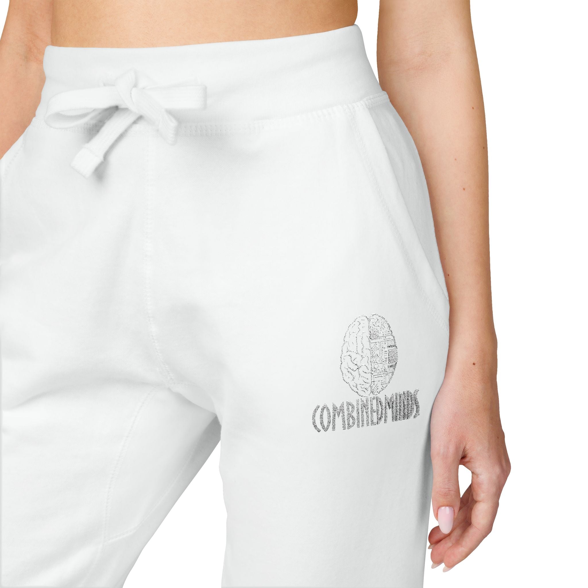 CombinedMinds Unisex Fleece Sweatpants (Embroidery) White Logo