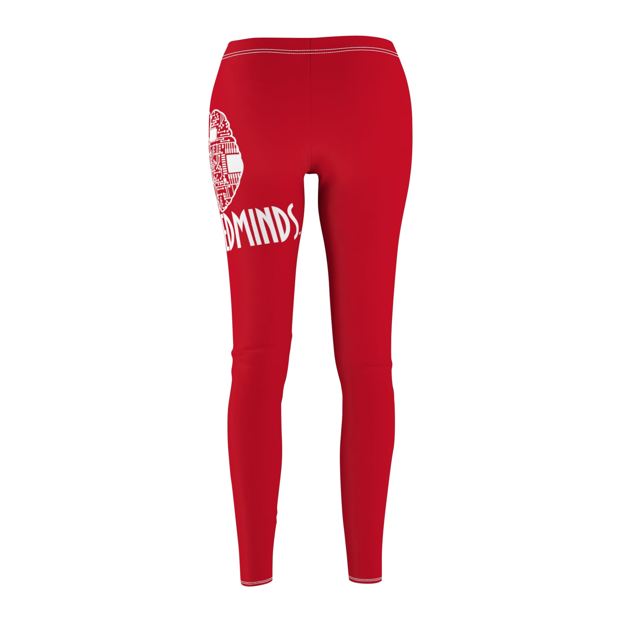 CombinedMinds Women's Cut & Sew Casual Leggings-Red/White Logo