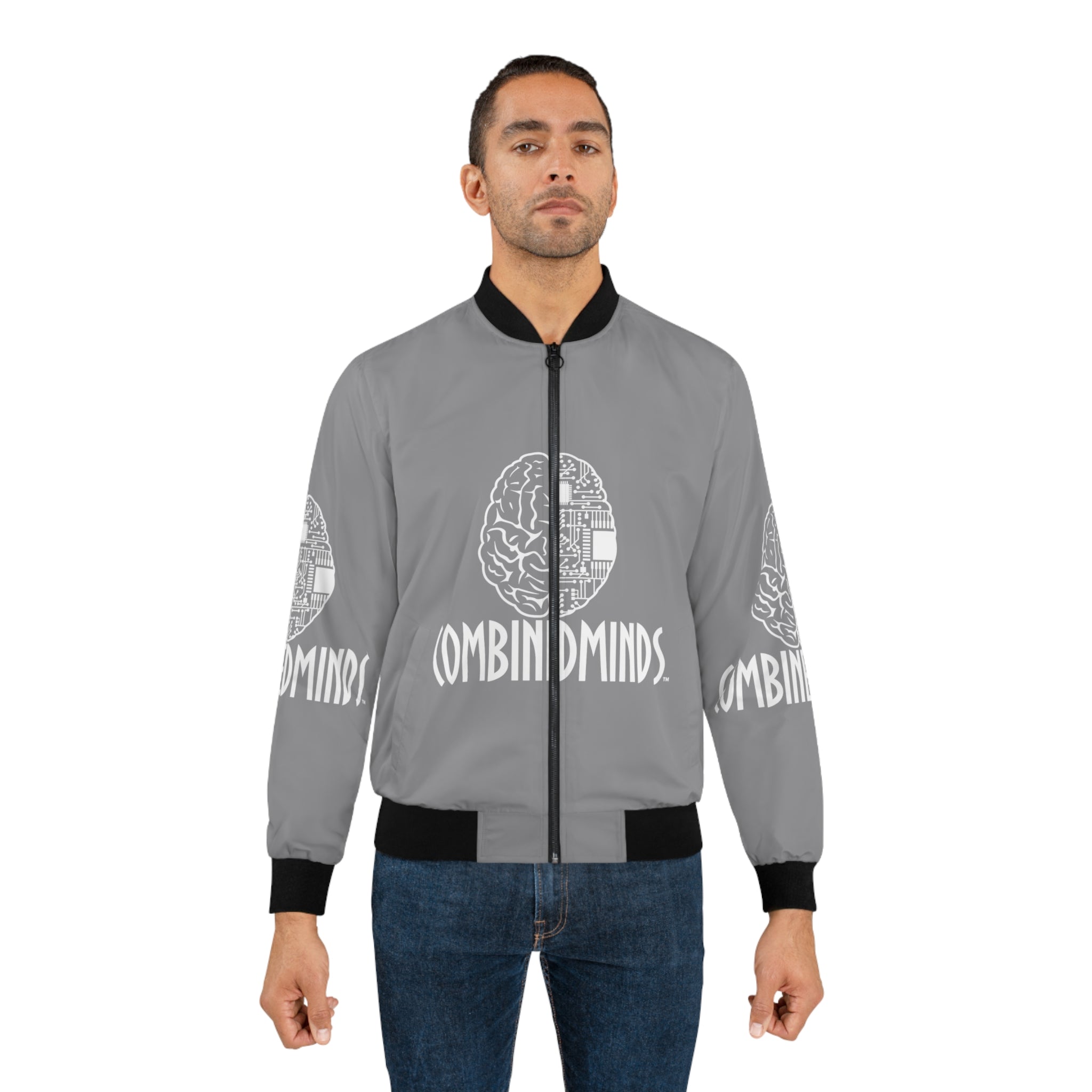 CombinedMinds Bomber Jacket - Grey/White Logo