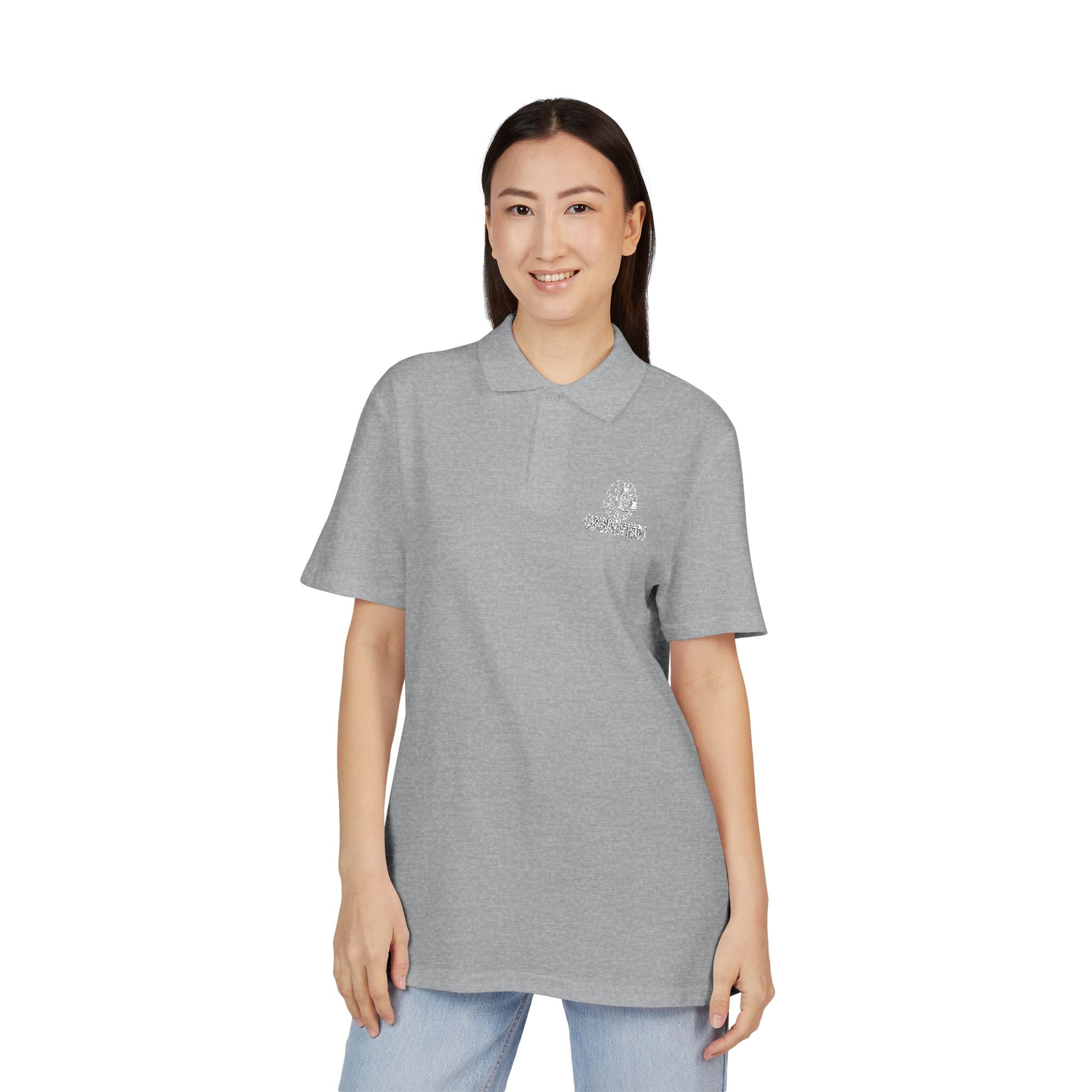 CombinedMinds Embroidered Unisex Pique Polo Shirt - White Logo