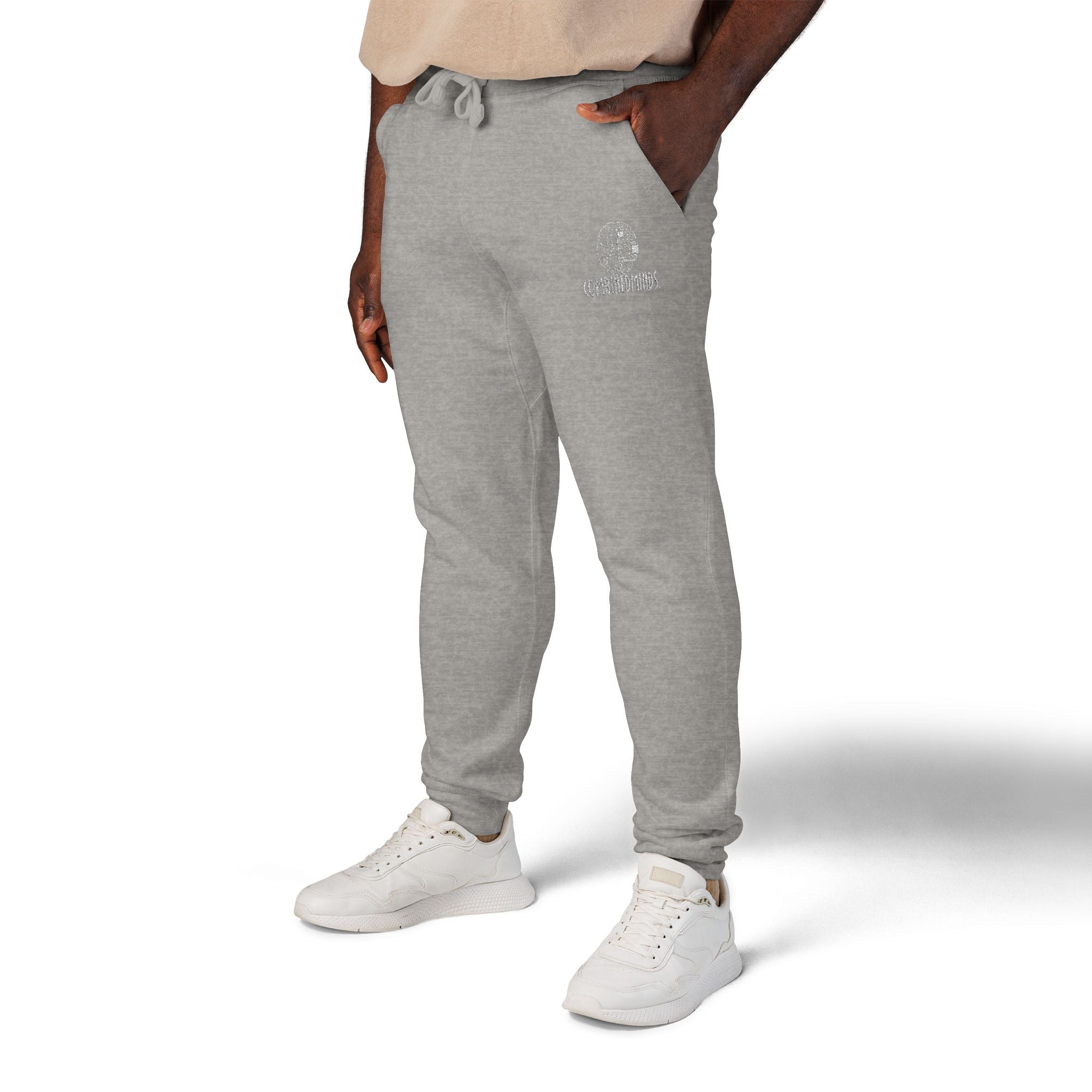CombinedMinds Unisex Fleece Sweatpants (Embroidery) White Logo