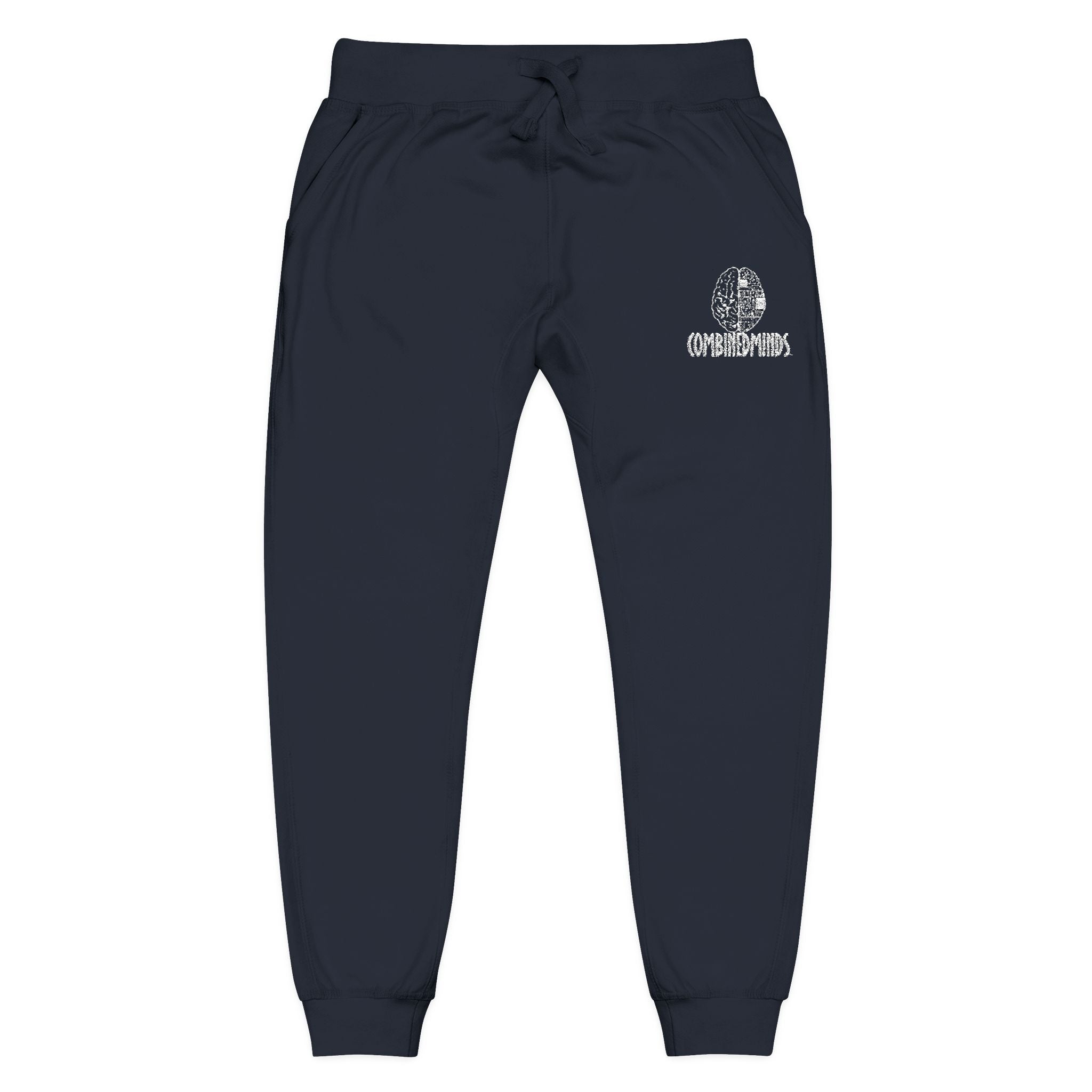 CombinedMinds Unisex Fleece Sweatpants (Embroidery) White Logo