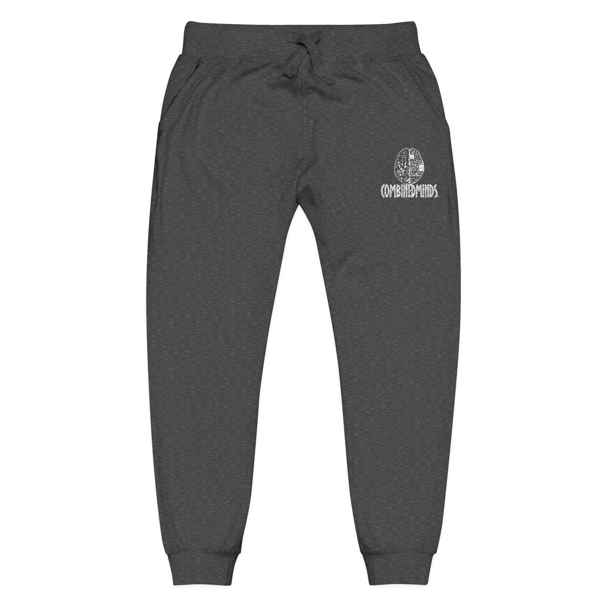 CombinedMinds Unisex Fleece Sweatpants (Embroidery) White Logo
