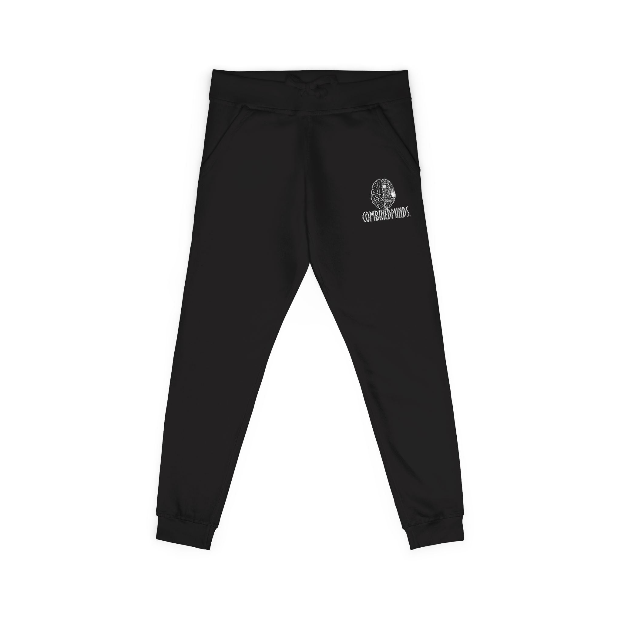 CombinedMinds Unisex Fleece Sweatpants (Embroidery) White Logo