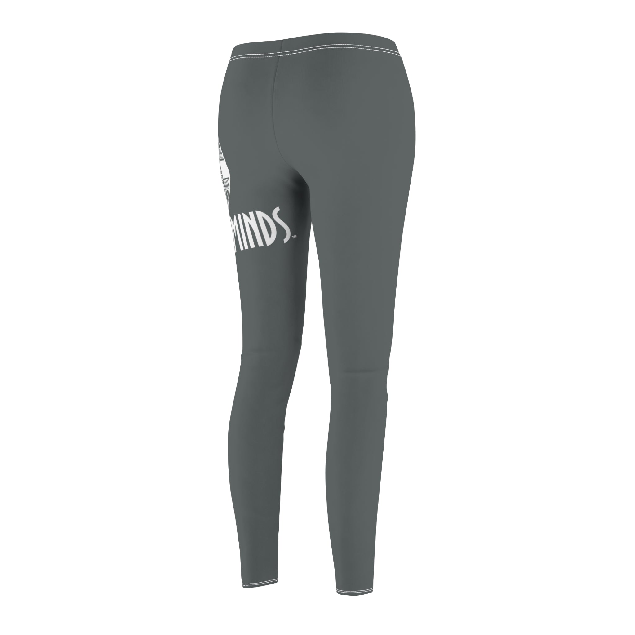 CombinedMinds Women's Cut & Sew Casual Leggings-Dark Grey/White Logo