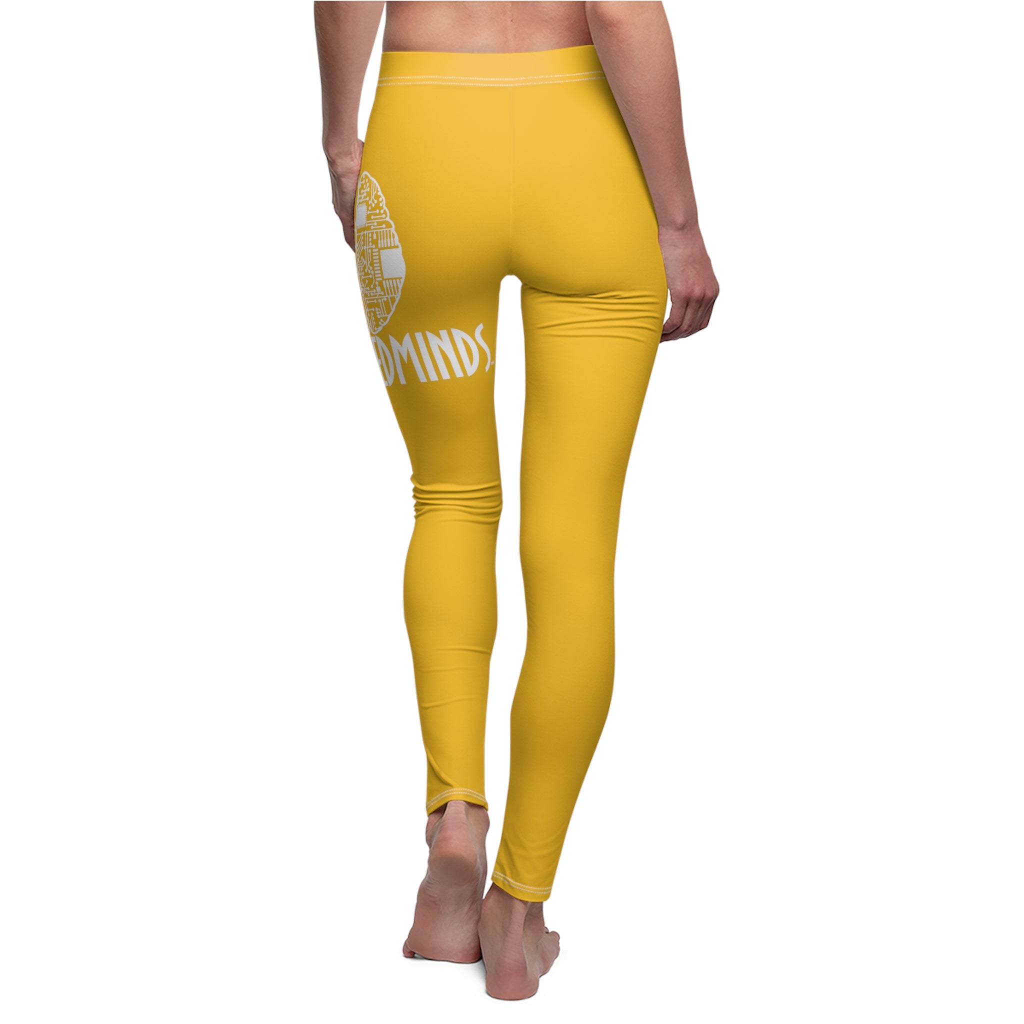 CombinedMinds Women's Cut & Sew Casual Leggings-Yellow/White Logo