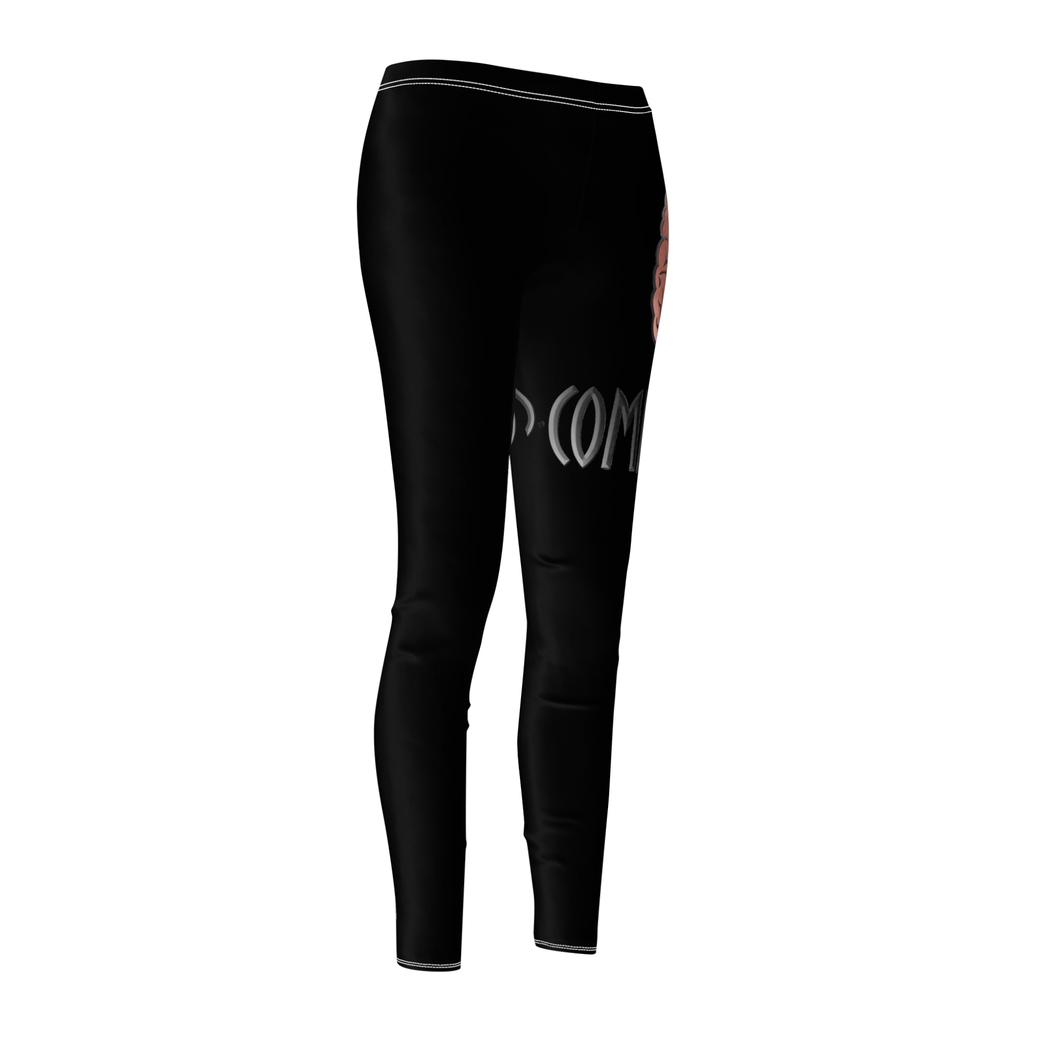 CombinedMinds Women's Cut & Sew Casual Leggings- Black/Color Logo