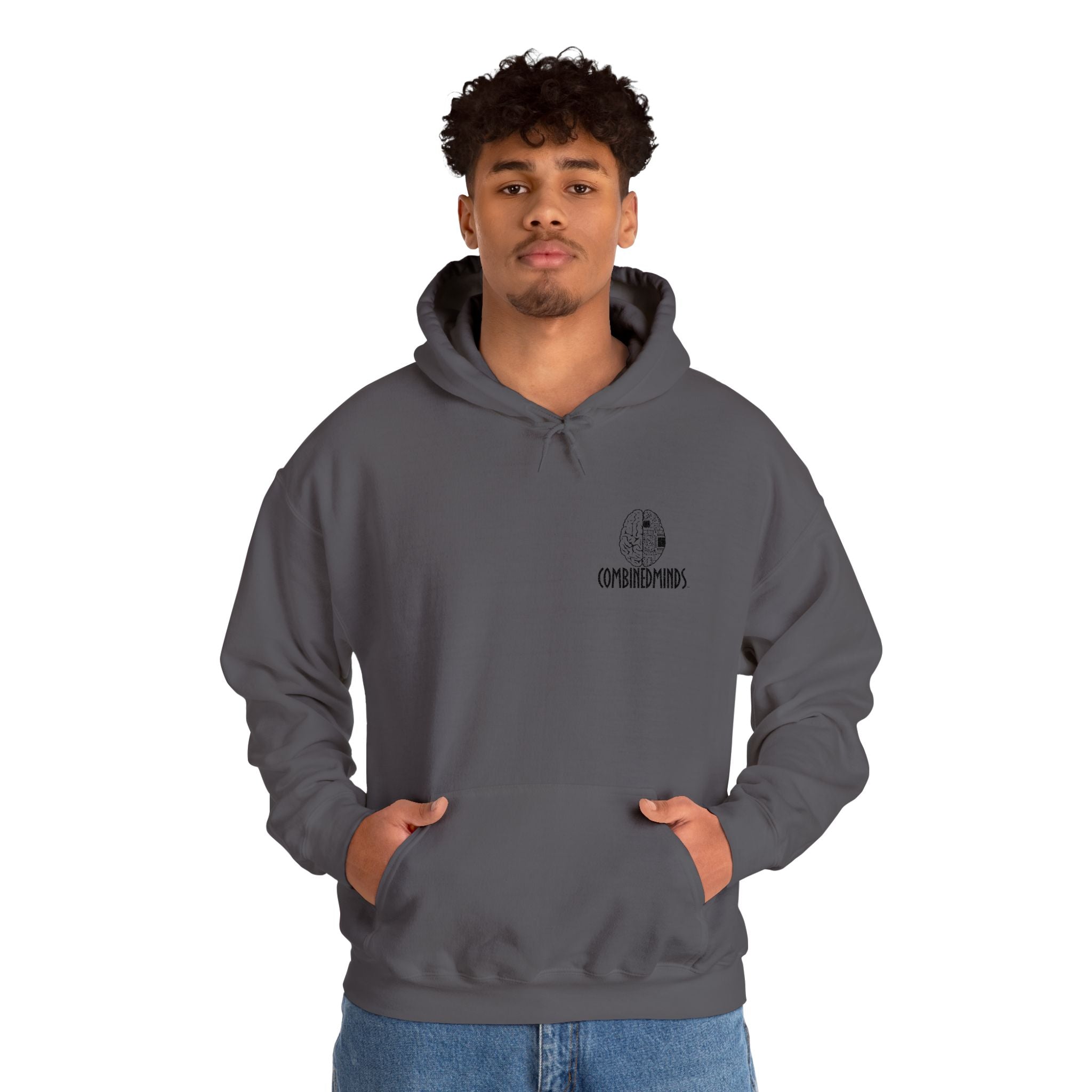 CombinedMinds Unisex Heavy Blend™ Hooded Sweatshirt - Embroidered Black Logo