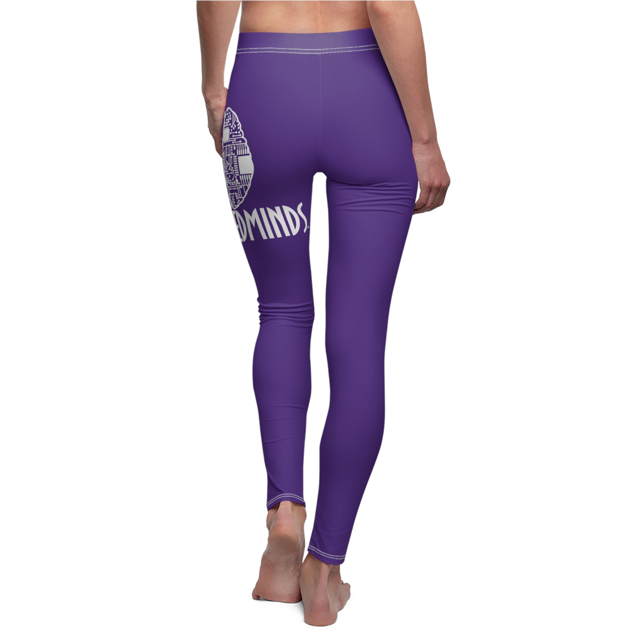 CombinedMinds Women's Cut & Sew Casual Leggings-Purple/White Logo