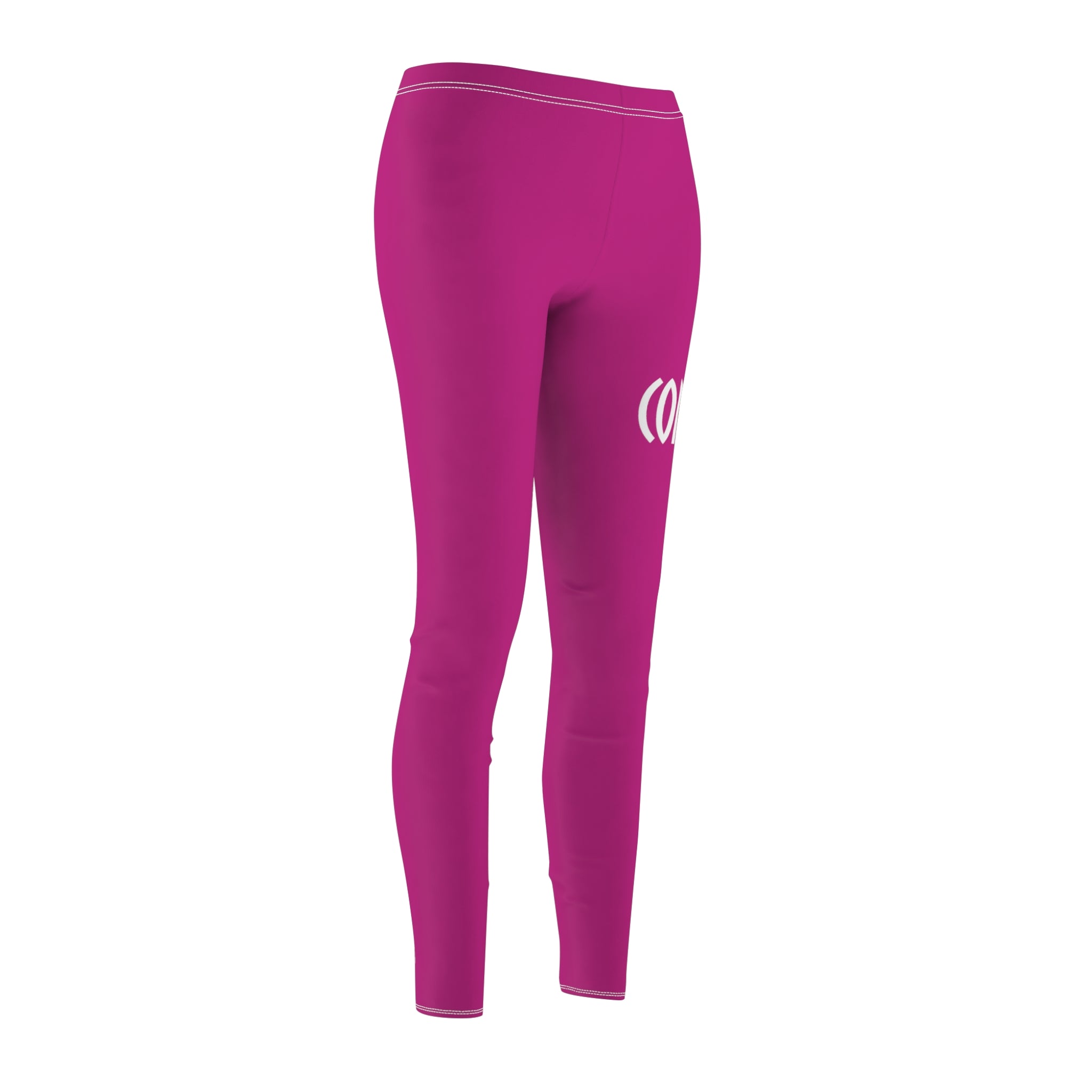 CombinedMinds Women's Cut & Sew Casual Leggings-Pink/White Logo