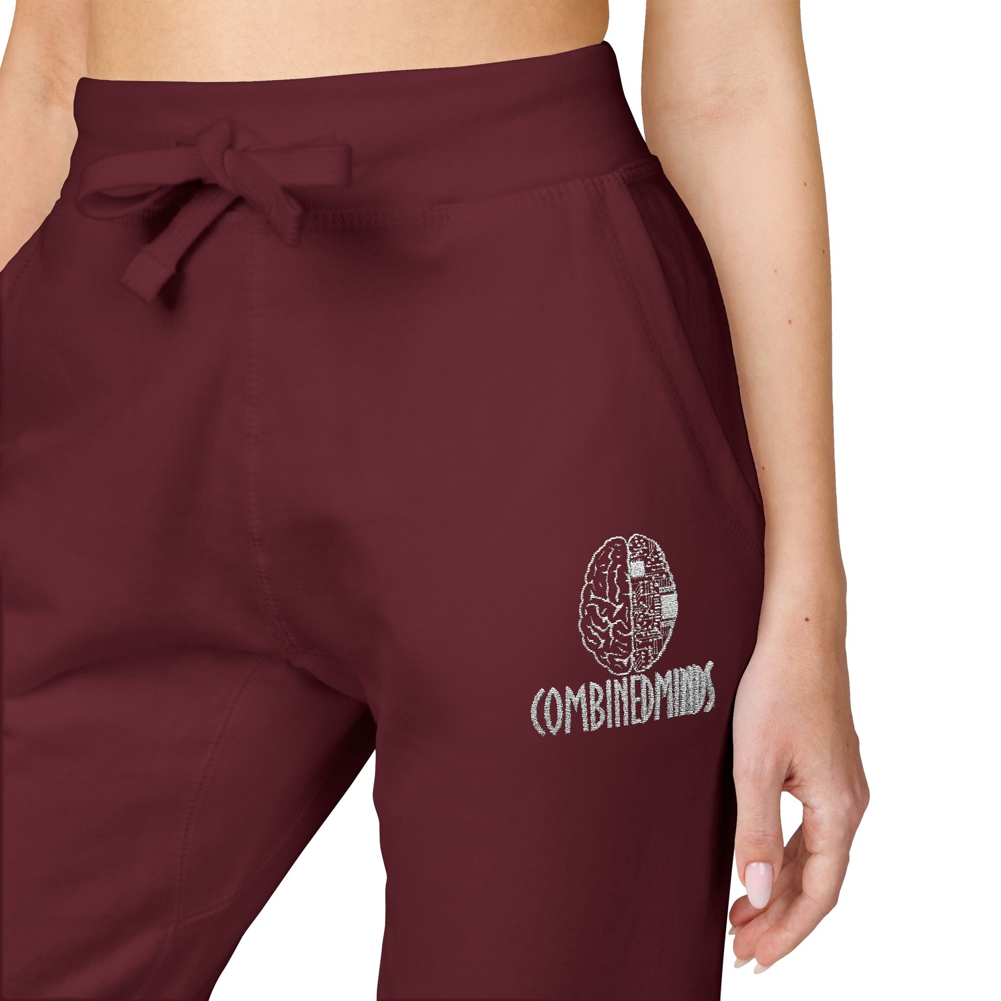 CombinedMinds Unisex Fleece Sweatpants (Embroidery) White Logo
