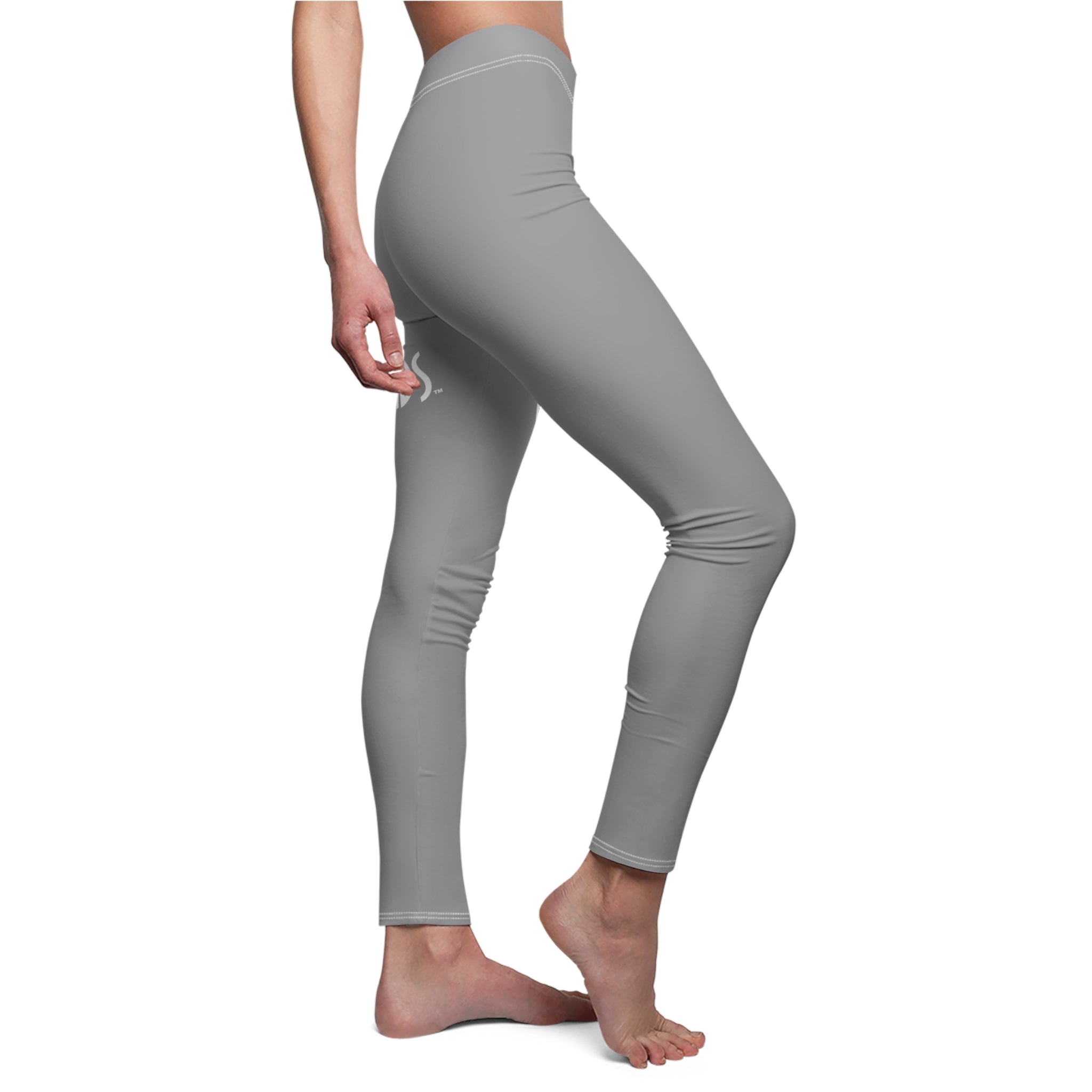 CombinedMinds Women's Cut & Sew Casual Leggings-Grey/White Logo