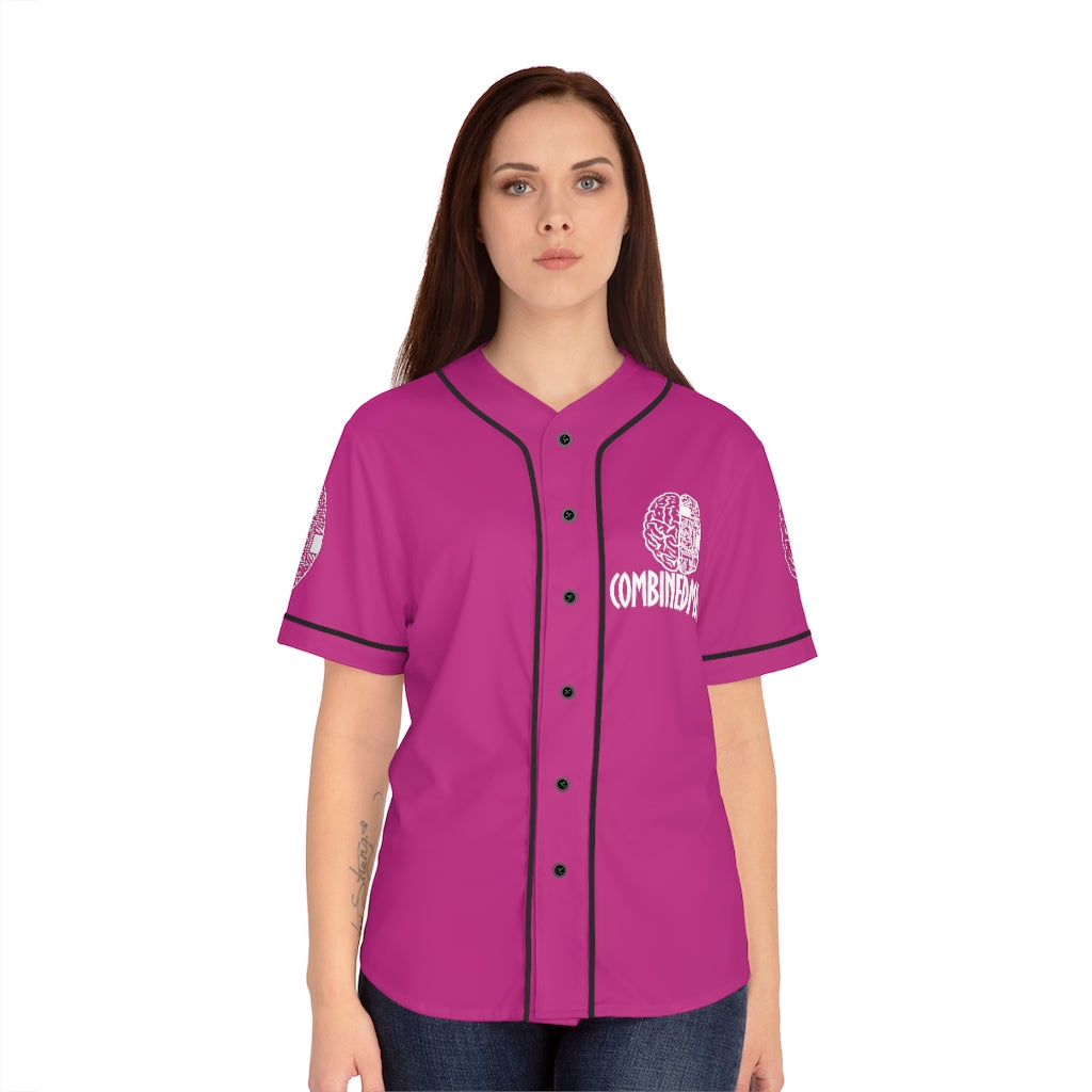 CombinedMinds Women's Baseball Jersey - White Logo Pink