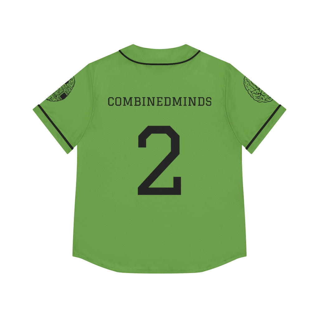 CombinedMinds Women's Baseball Jersey - Black Logo Green