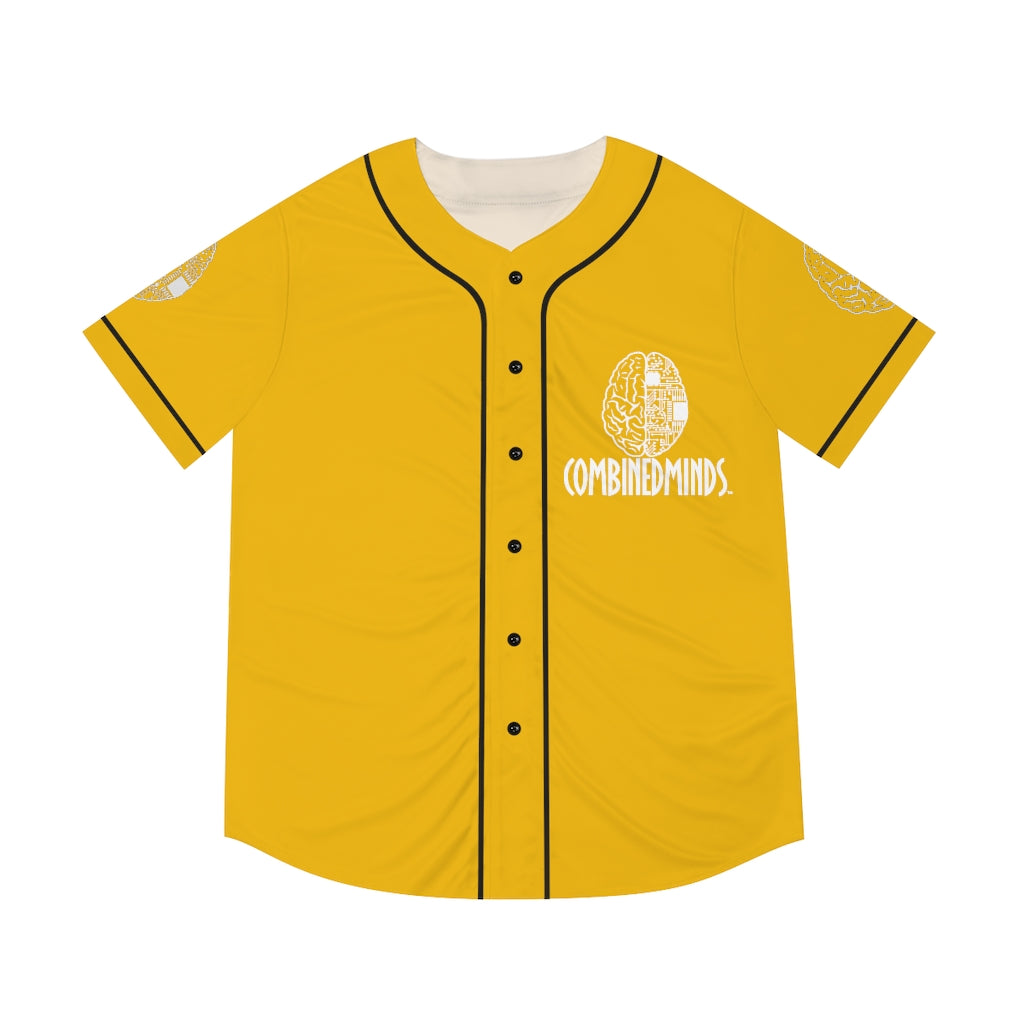 CombinedMinds Men's Baseball Jersey - White Logo Yellow
