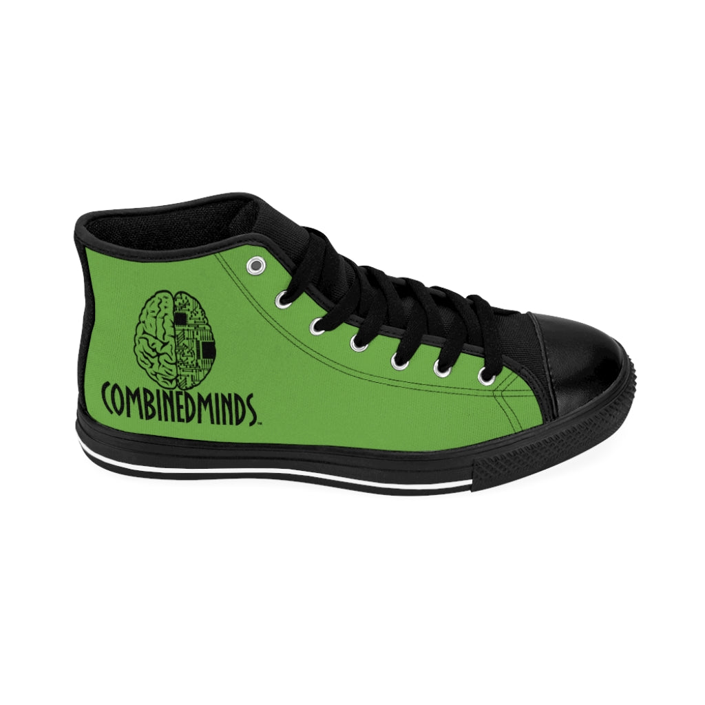 CombinedMinds Men's High-top Sneakers- Green Black Logo