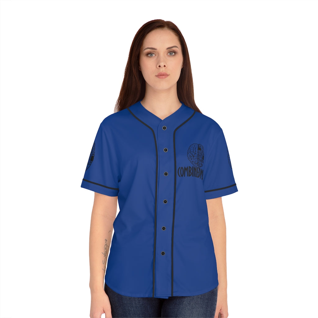 CombinedMinds Women's Baseball Jersey - Black Logo Royal Blue