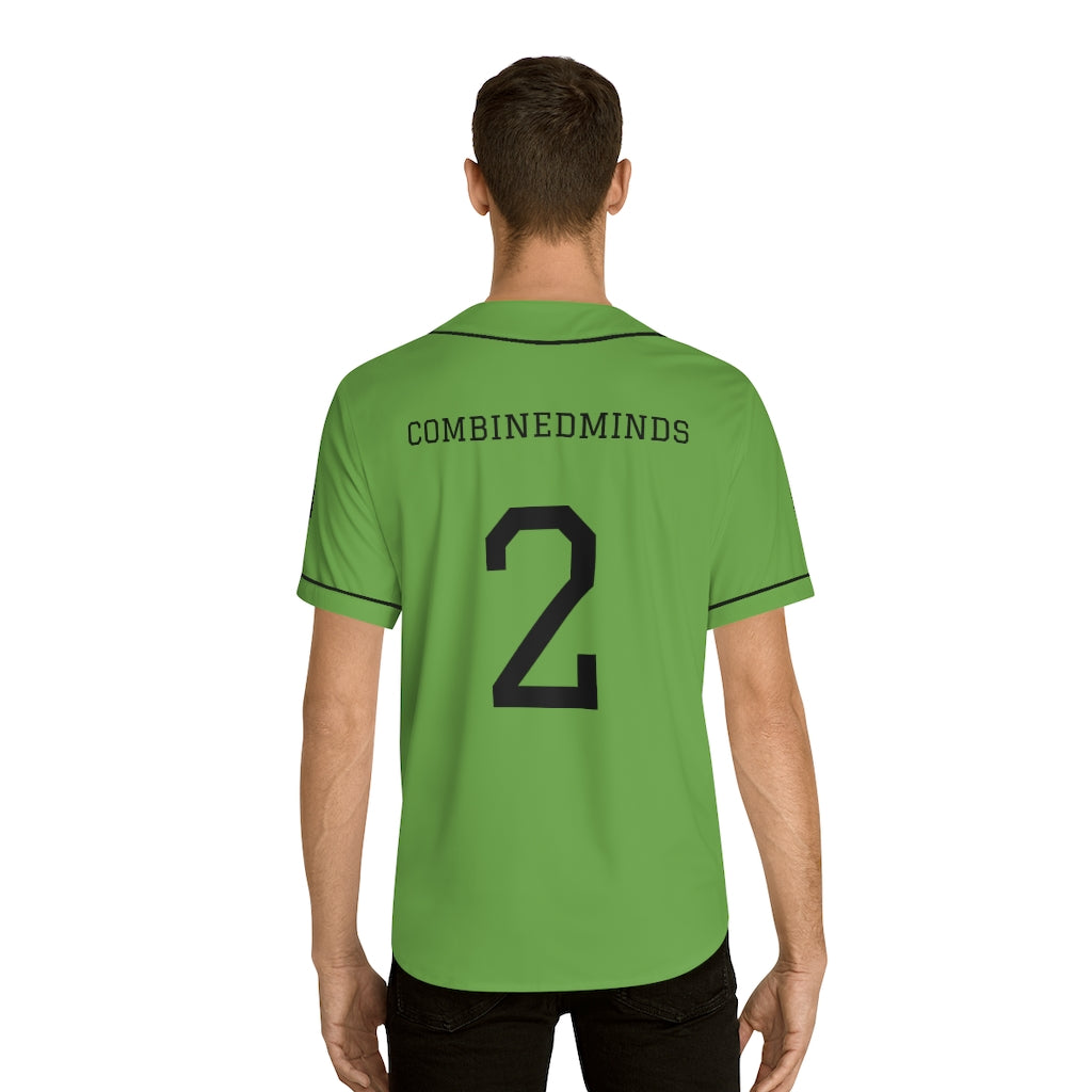 CombinedMinds Men's Baseball Jersey - Black Logo Green