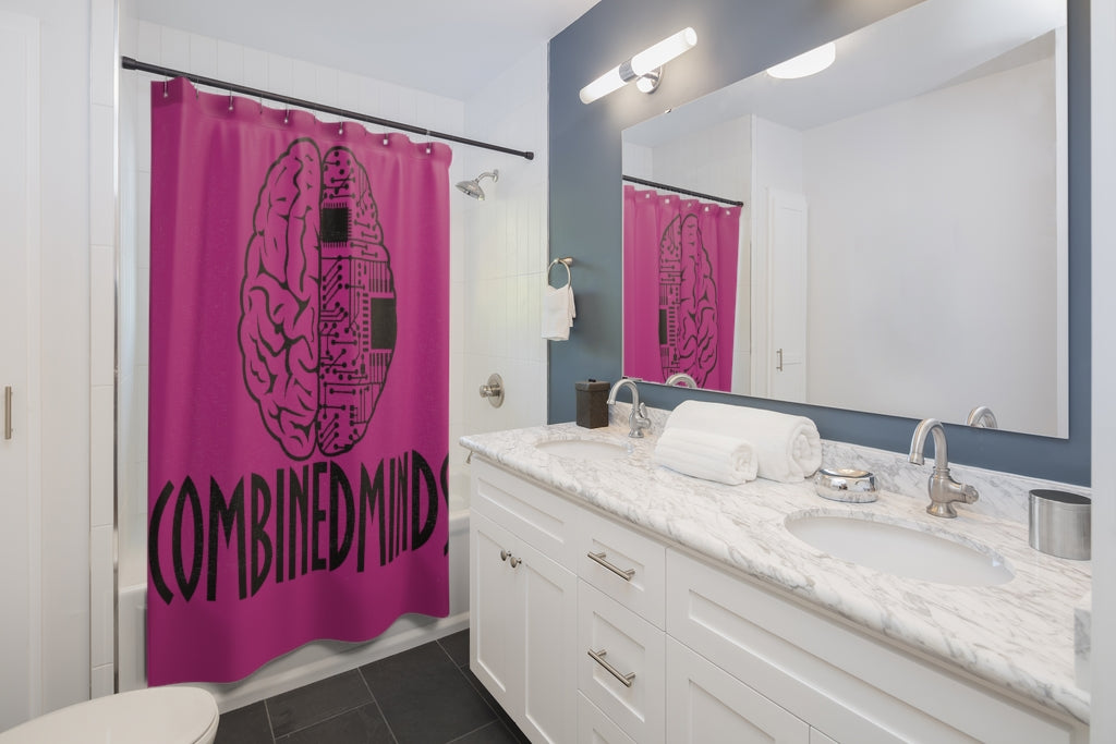 CombinedMinds Shower Curtains - Black Logo Pink