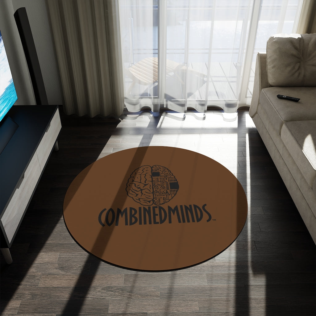 CombinedMinds Round Rug - Brown/Black Logo