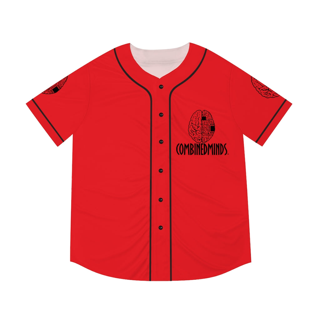 CombinedMinds Men's Baseball Jersey - Black Logo Red