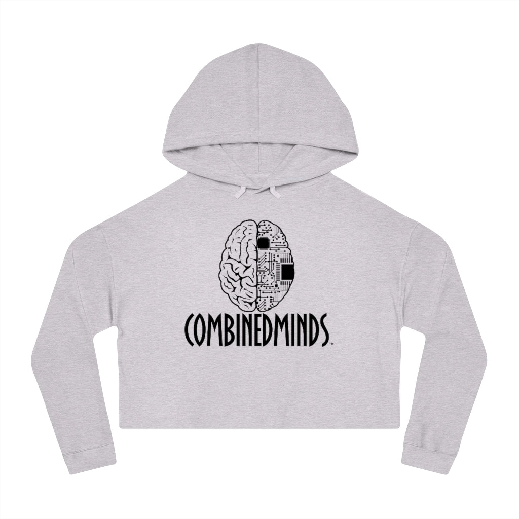 CombinedMinds Women's Cropped Hooded Sweatshirt - Black Logo