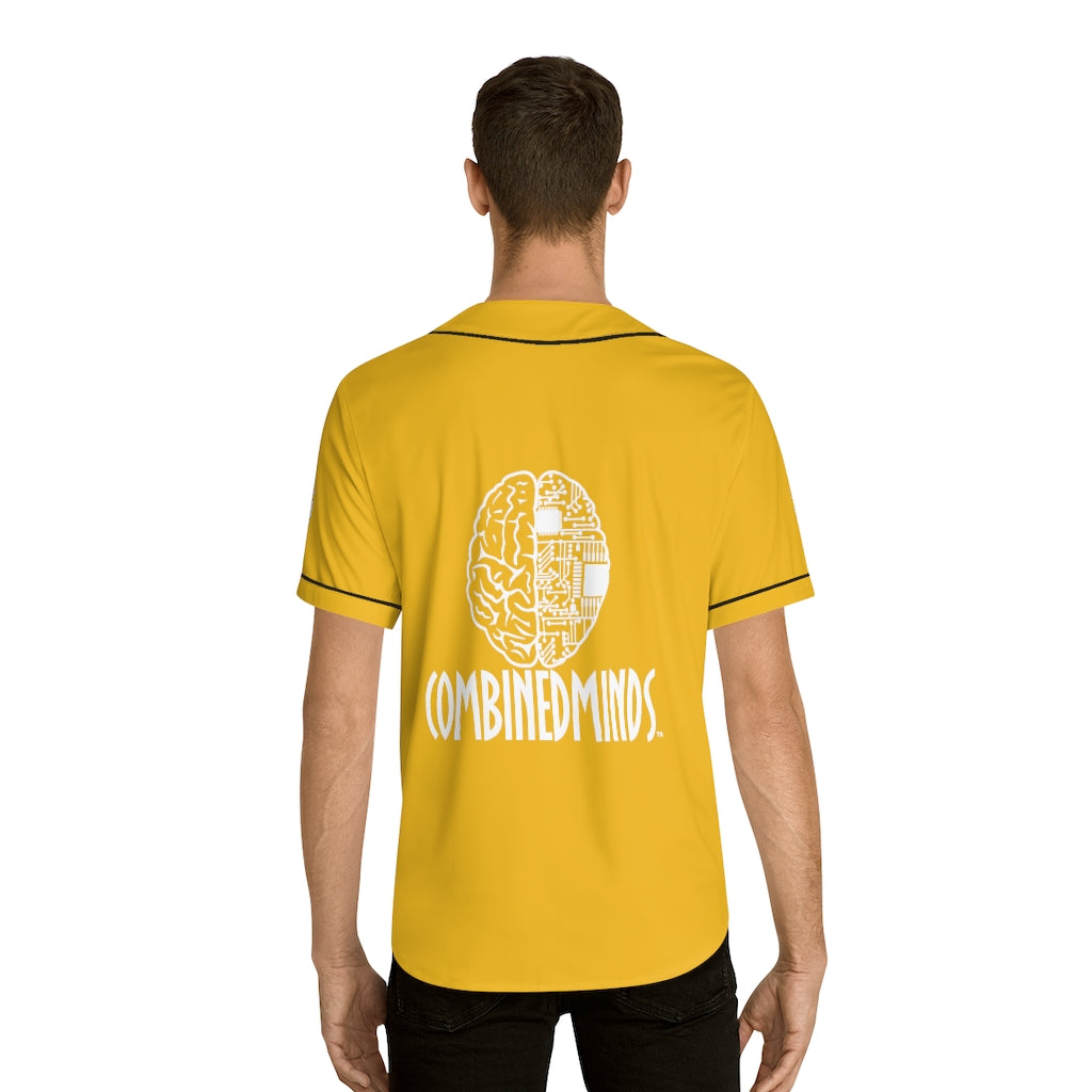 CombinedMinds Men's Baseball Jersey - White Logo Yellow