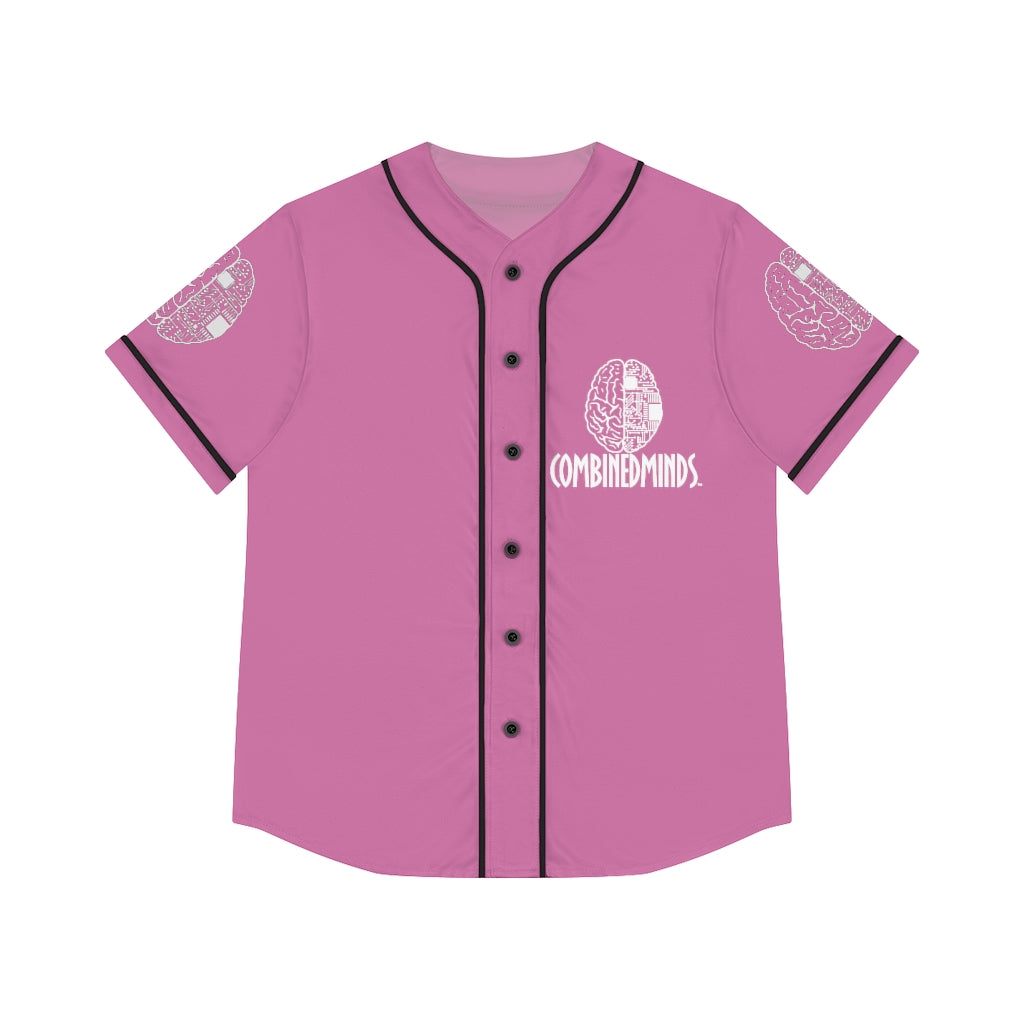 CombinedMinds Women's Baseball Jersey - White Logo Light Pink