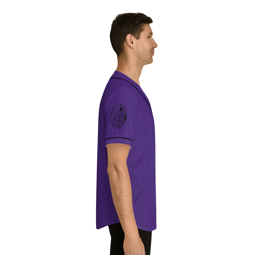 CombinedMinds Men's Baseball Jersey - Black Logo Purple