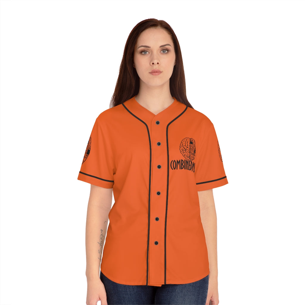 CombinedMinds Women's Baseball Jersey - Black Logo Orange